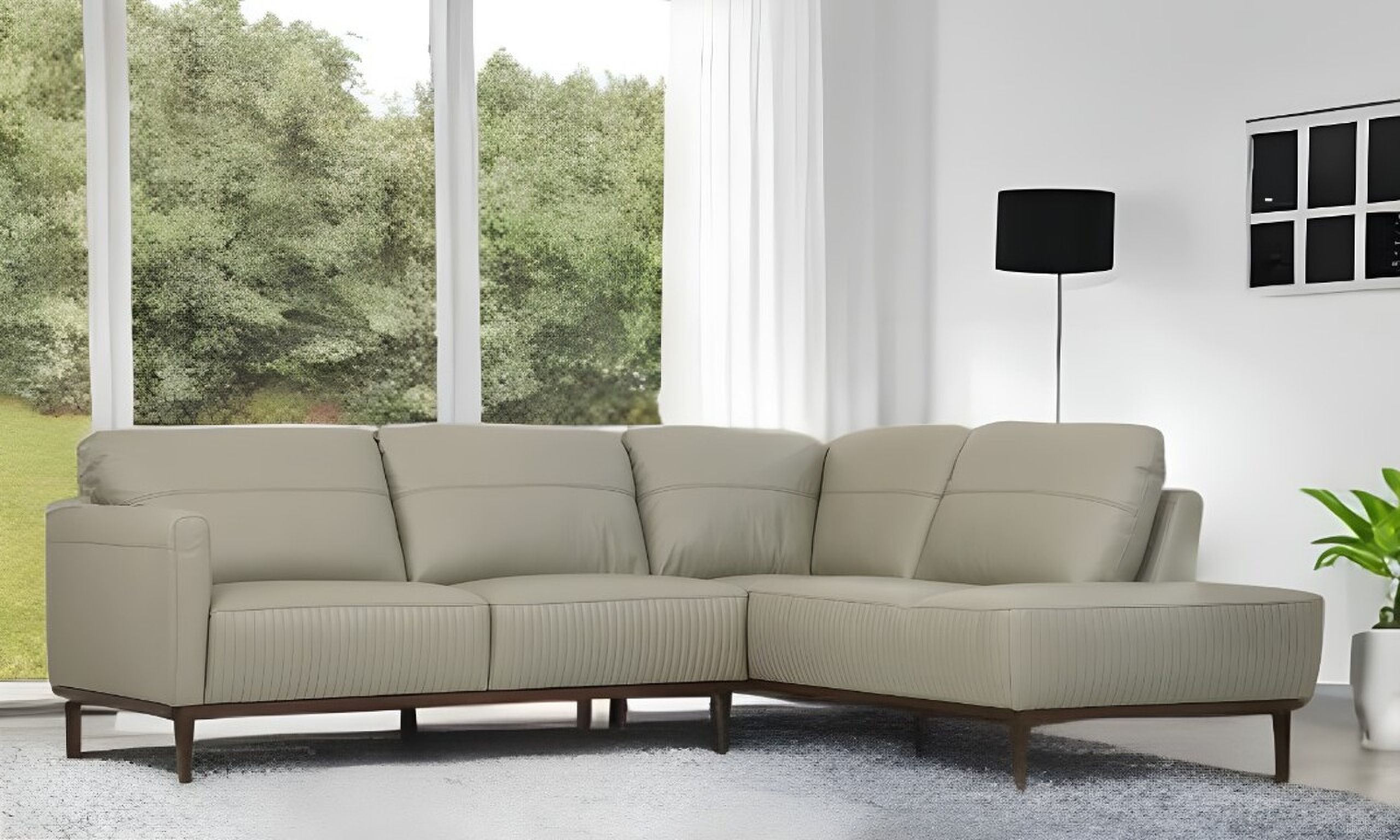 The appearance of Leather L Shaped Two Piece Sofa and Chaise Sectional In Light Green designed by Homeroots in the modern / contemporary interior design. This light green piece of furniture was selected by 1StopBedrooms from to add a touch of cosiness and style into your home. Sku: 523996. Material: Leather.