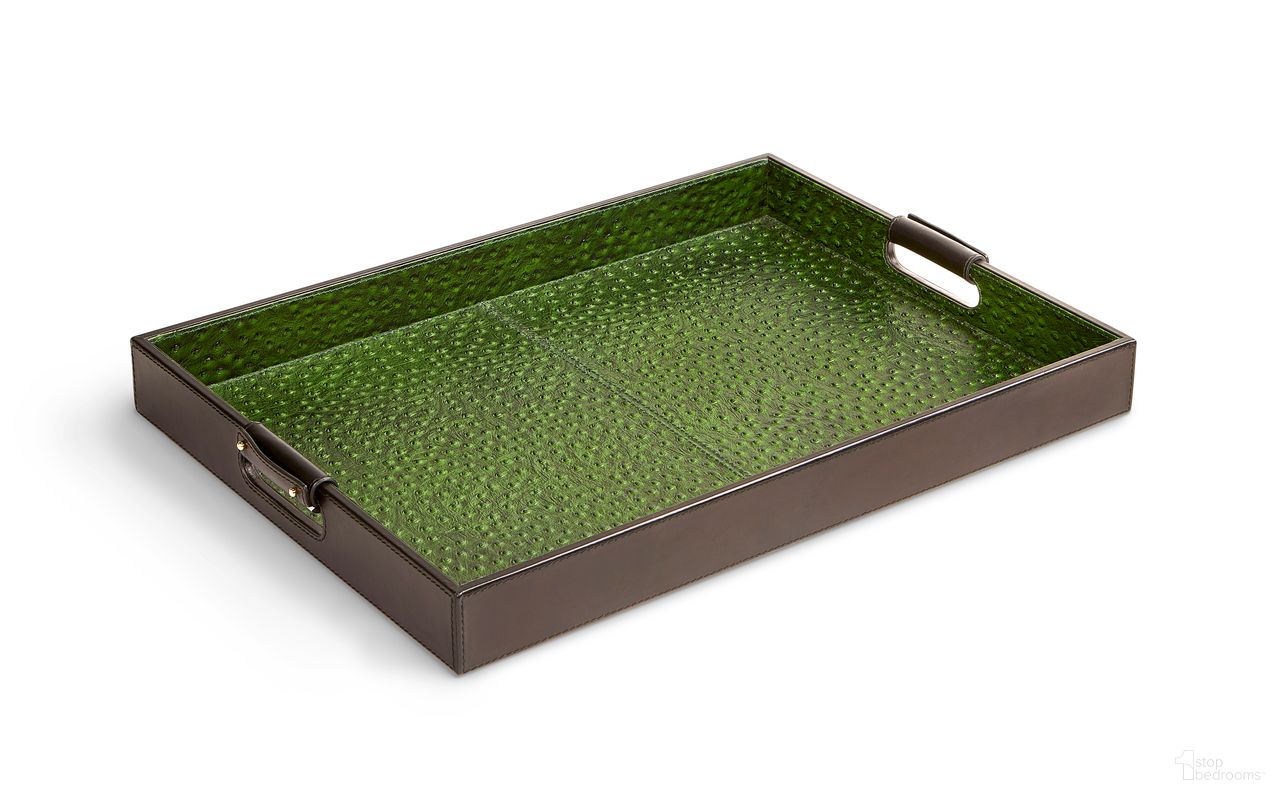 Leather Tray Handle Accent In Black and Green