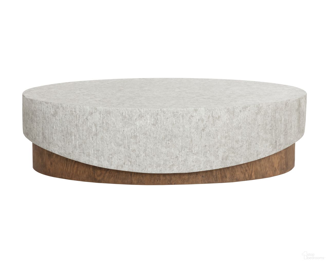 Leda Oval Coffee Table In Warm Grey and Warm Brown
