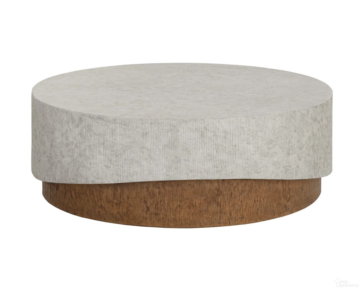 Leda Round Coffee Table In Warm Grey and Warm Brown