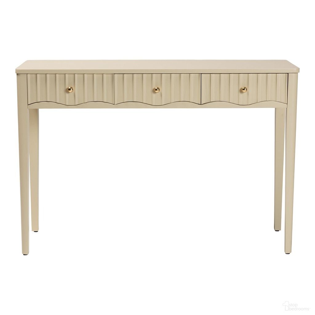 Leeba 3-Drawer Console Table In Beige