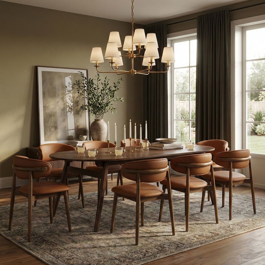 Leesa 86.75 Inch Dining Room Set In Brown