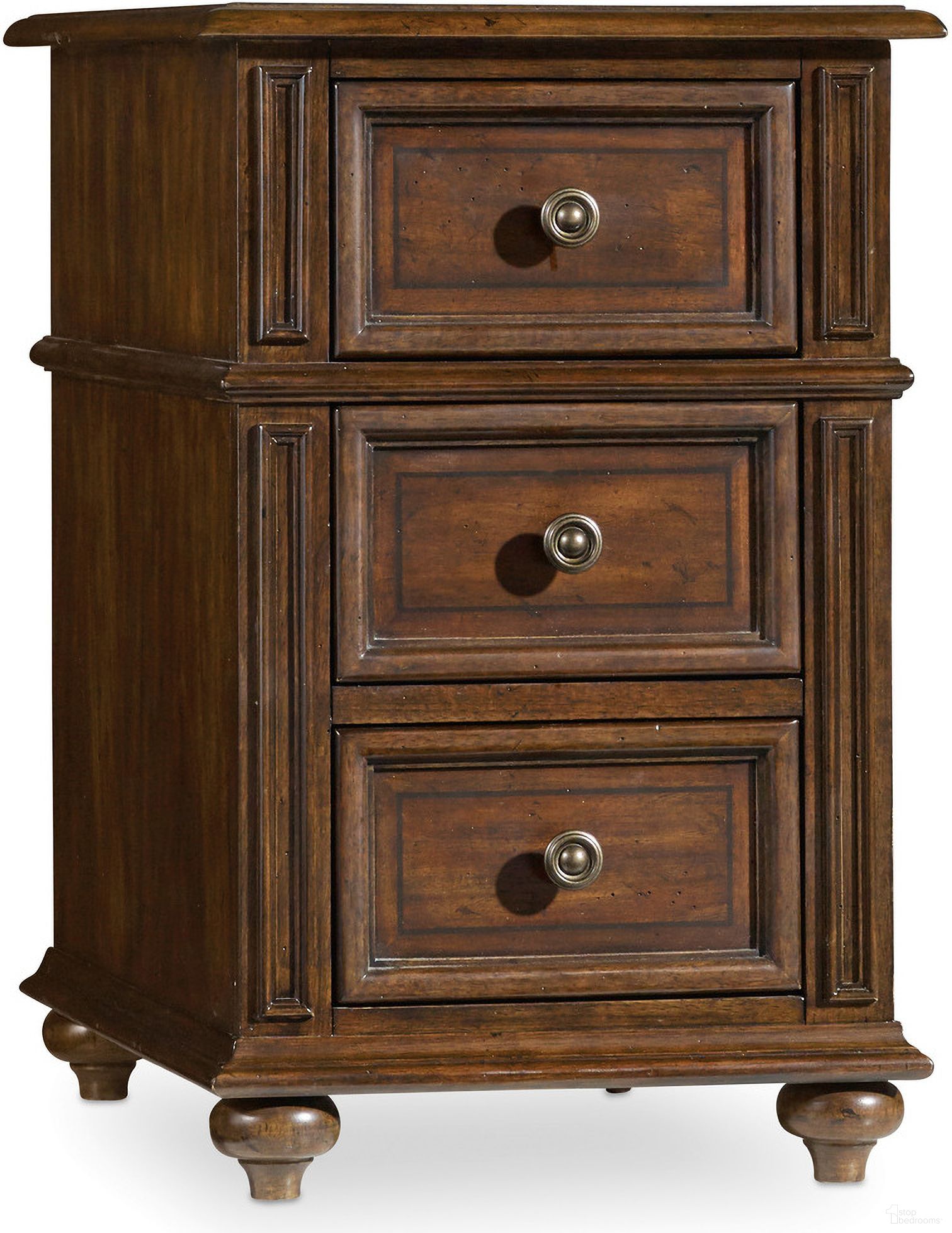 The appearance of Leesburg Dark Wood Chairside Chest designed by Hooker in the traditional interior design. This dark wood piece of furniture was selected by 1StopBedrooms from Leesburg Collection to add a touch of cosiness and style into your home. Sku: 5381-80114. Material: Veneer.