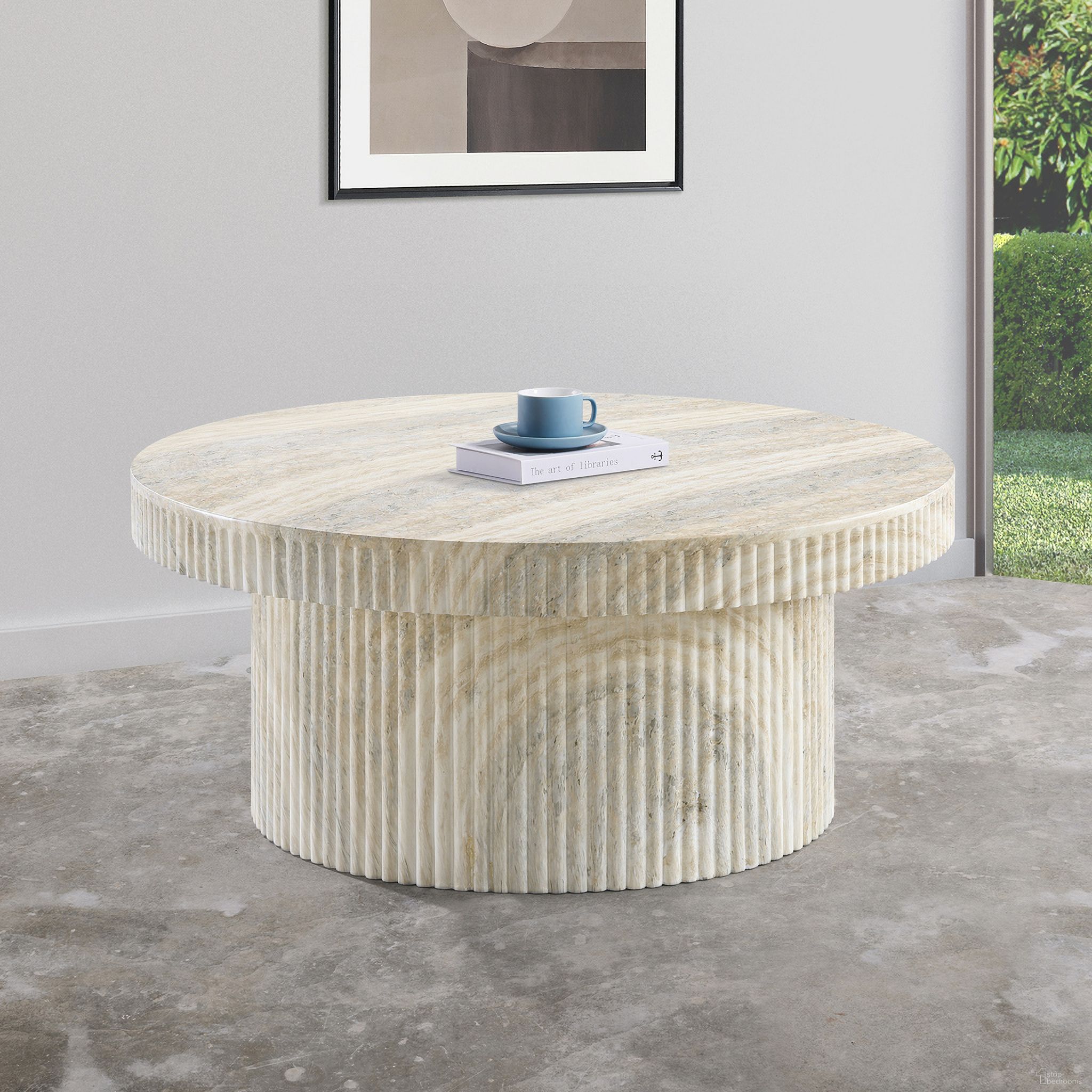 The appearance of Legatto Concrete Coffee Table In Travertine designed by Meridian in the modern / contemporary interior design. This travertine piece of furniture was selected by 1StopBedrooms from Legatto Collection to add a touch of cosiness and style into your home. Sku: 99061Travertine-CT Box 1/2 (Top);99061Travertine-CT Box 2/2 (Base). Material: Concrete.