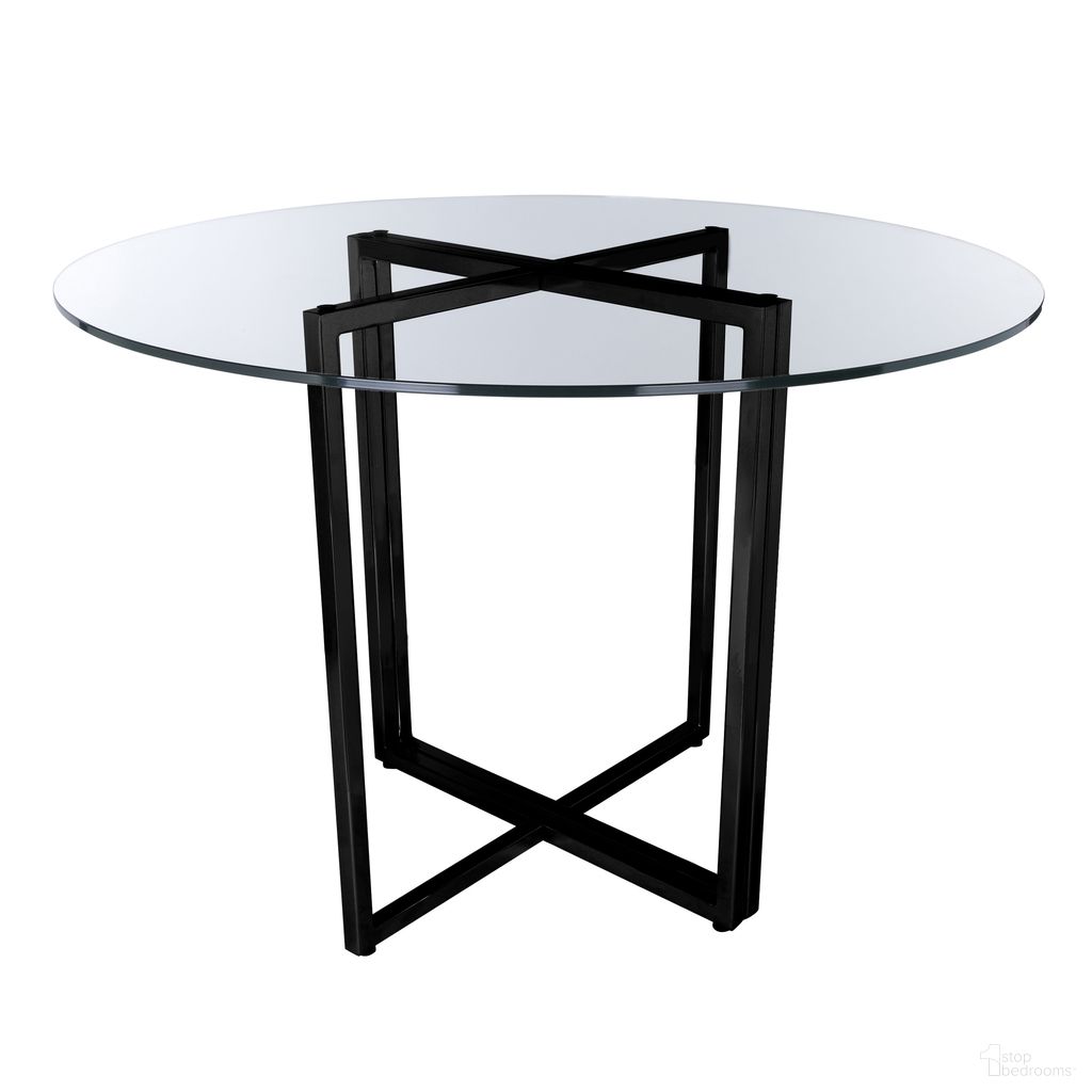 The appearance of Legend 36 Inch Round Table In Clear and Matte Black designed by Euro Style in the modern / contemporary interior design. This matte black and clear piece of furniture  was selected by 1StopBedrooms from Glass Top Collection to add a touch of cosiness and style into your home. Sku: 02980-CLR;81040BLK. Table Base Style: Trestle. Table Top Shape: Round. Material: Glass. Size: 36".