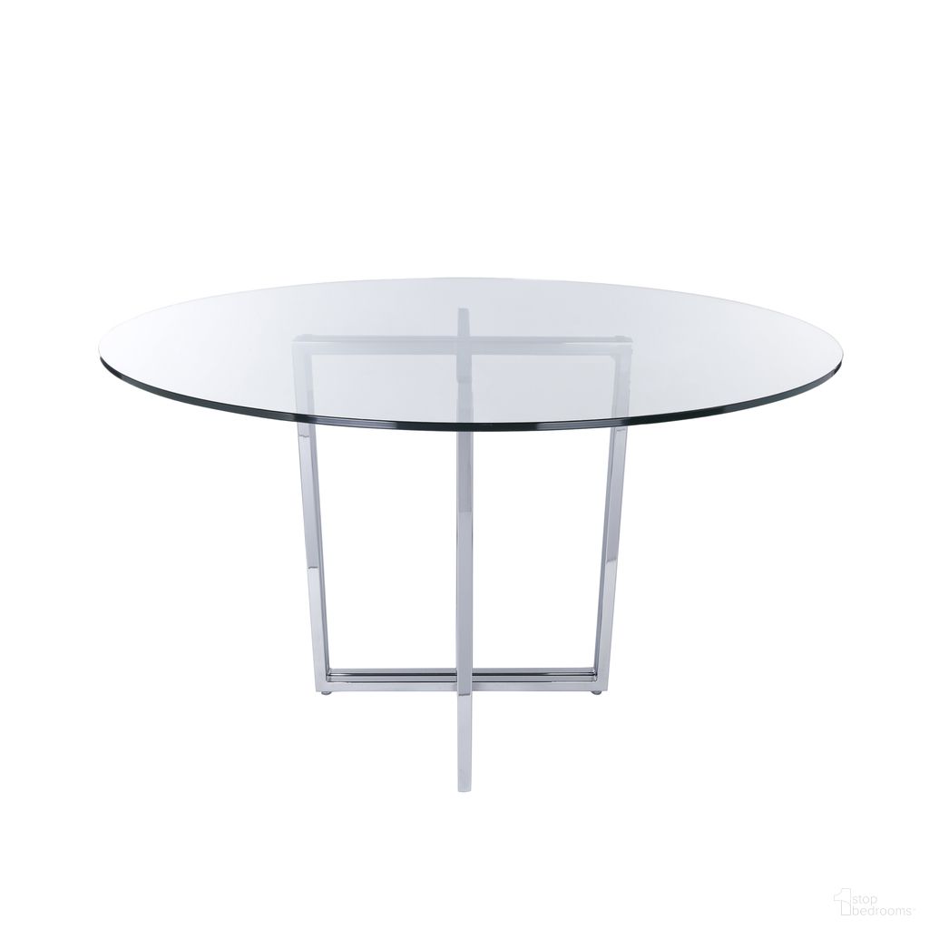 The appearance of Legend 48 Inch Round Table In Clear and Chrome designed by Euro Style in the modern / contemporary interior design. This clear/chrome piece of furniture  was selected by 1StopBedrooms from Glass Top Collection to add a touch of cosiness and style into your home. Sku: 02984-CLR;81040CHRM. Table Base Style: Trestle. Table Top Shape: Round. Material: Glass. Size: 48".