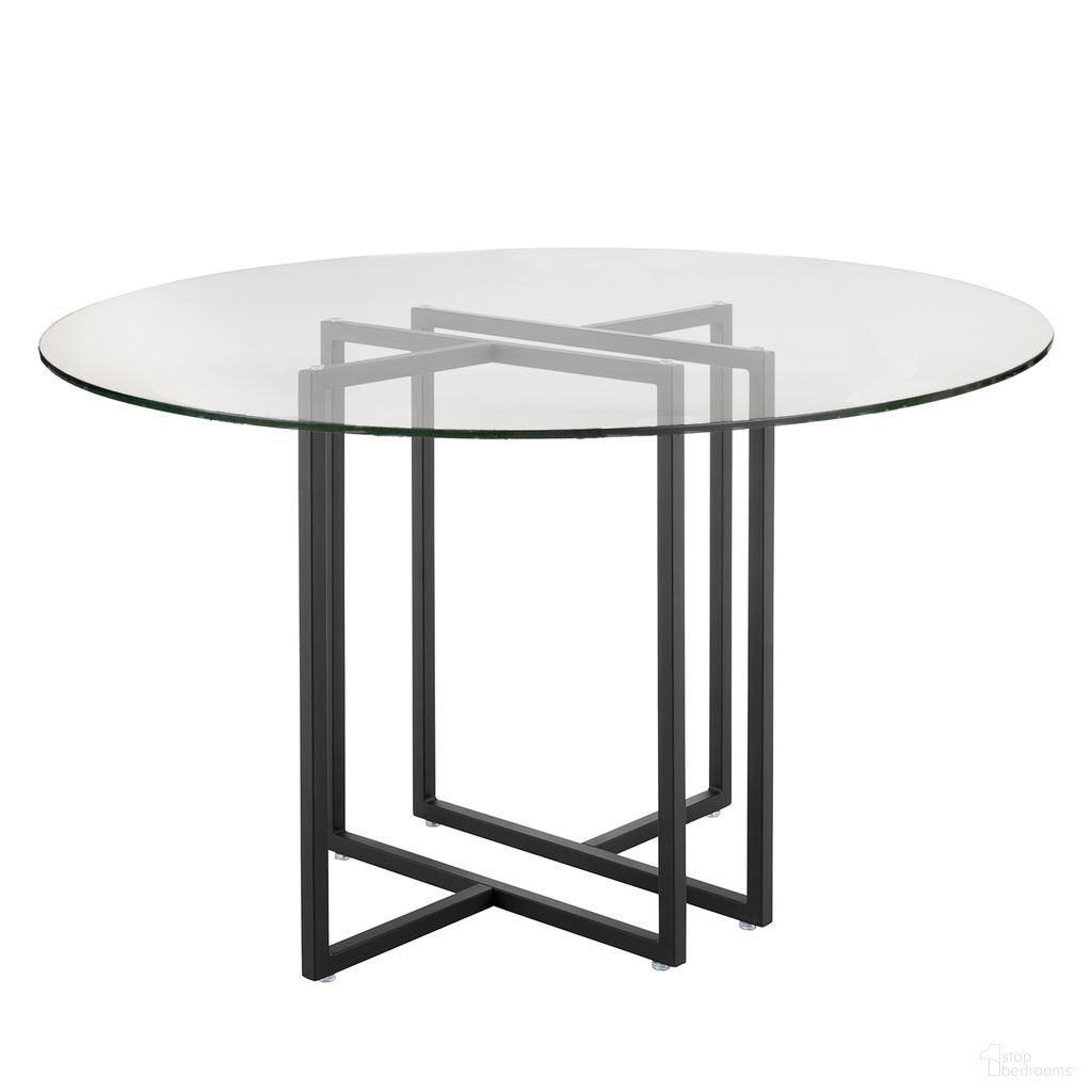 The appearance of Legend 48 Inch Round Table In Clear and Matte Black designed by Euro Style in the modern / contemporary interior design. This matte black and clear piece of furniture  was selected by 1StopBedrooms from Glass Top Collection to add a touch of cosiness and style into your home. Sku: 02984-CLR;81040BLK. Table Base Style: Trestle. Table Top Shape: Round. Material: Glass. Size: 48".