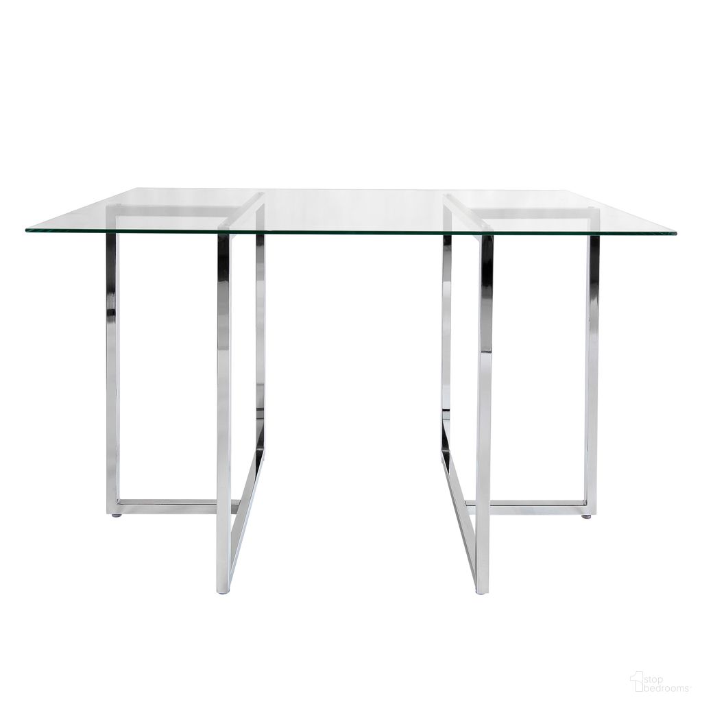 The appearance of Legend 48x29 Rectangular Table In Clear and Chrome designed by Euro Style in the modern / contemporary interior design. This clear/chrome piece of furniture  was selected by 1StopBedrooms from Glass Top Collection to add a touch of cosiness and style into your home. Sku: 82948-CLR;81040CHRM. Table Base Style: Double Pedestal. Material: Glass. Table Top Shape: Rectangular. Size: 29" x 48".