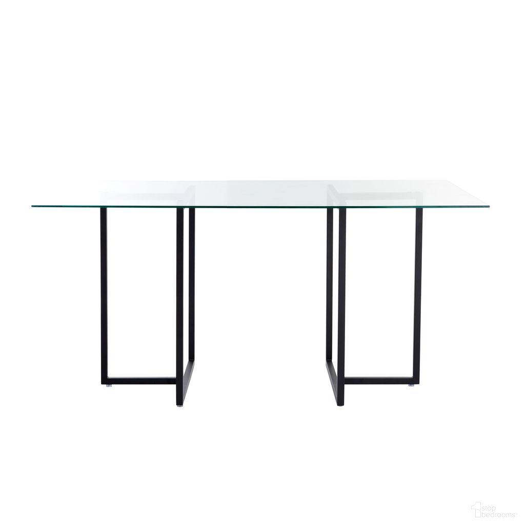 The appearance of Legend 48x29 Rectangular Table In Clear and Matte Black designed by Euro Style in the modern / contemporary interior design. This matte black and clear piece of furniture  was selected by 1StopBedrooms from Glass Top Collection to add a touch of cosiness and style into your home. Sku: 82948-CLR;81040BLK. Table Base Style: Double Pedestal. Material: Glass. Table Top Shape: Rectangular. Size: 29" x 48".