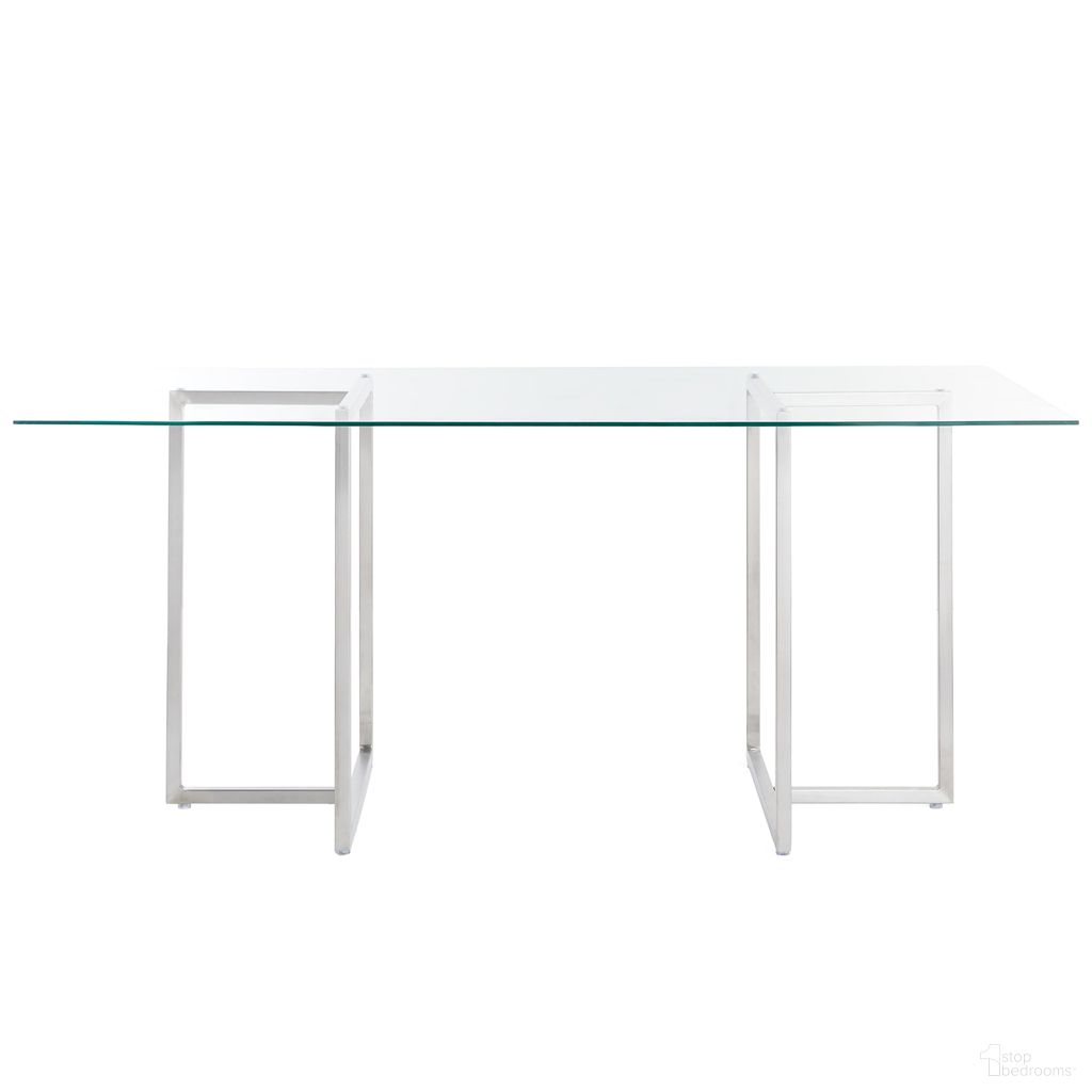 Legend 66x36 Rectangular Table In Clear and Brushed Stainless Steel