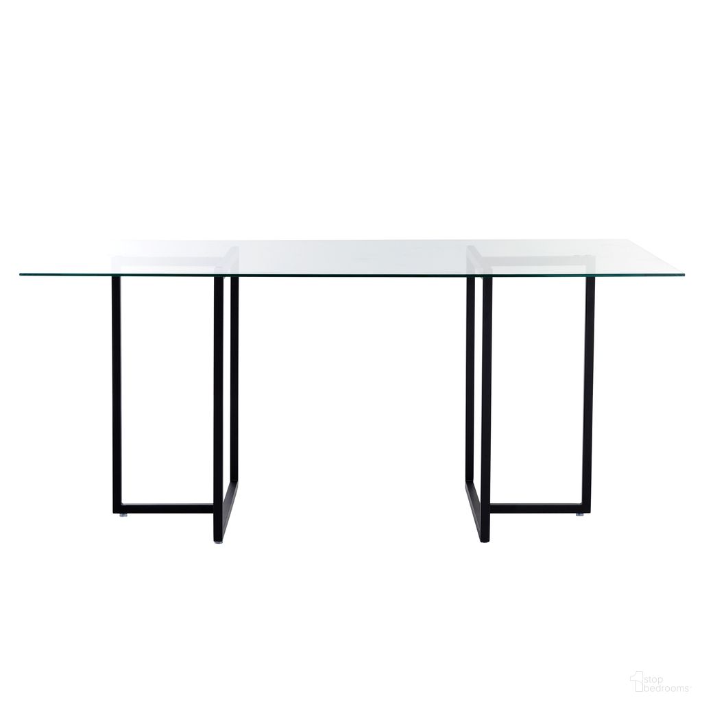 The appearance of Legend 66x36 Rectangular Table In Clear and Matte Black designed by Euro Style in the modern / contemporary interior design. This matte black and clear piece of furniture  was selected by 1StopBedrooms from Glass Top Collection to add a touch of cosiness and style into your home. Sku: 83666-CLR;81040BLK. Table Base Style: Double Pedestal. Material: Glass. Table Top Shape: Rectangular. Size: 36" x 66".