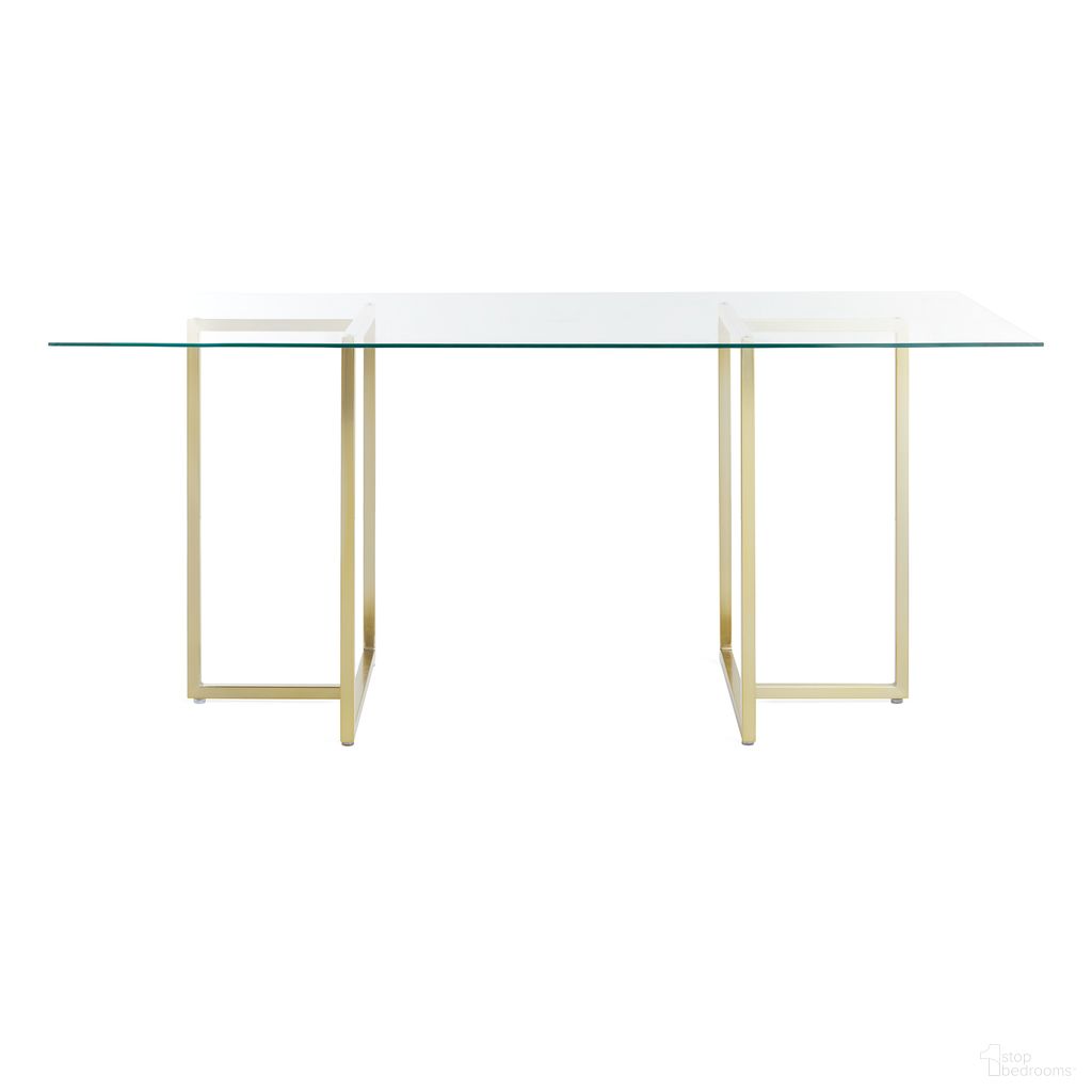 Legend 66x36 Rectangular Table In Clear and Matte Brushed Gold