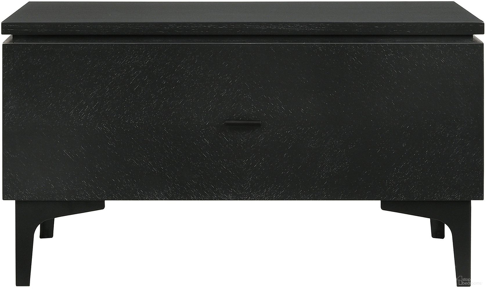 The appearance of Legend Black Glaze Ash Veneer 1 Drawer Nightstand with Metal Legs designed by Armen Living in the modern / contemporary interior design. This black piece of furniture was selected by 1StopBedrooms from Legend Collection to add a touch of cosiness and style into your home. Sku: LCLELABL. Material: MDF.