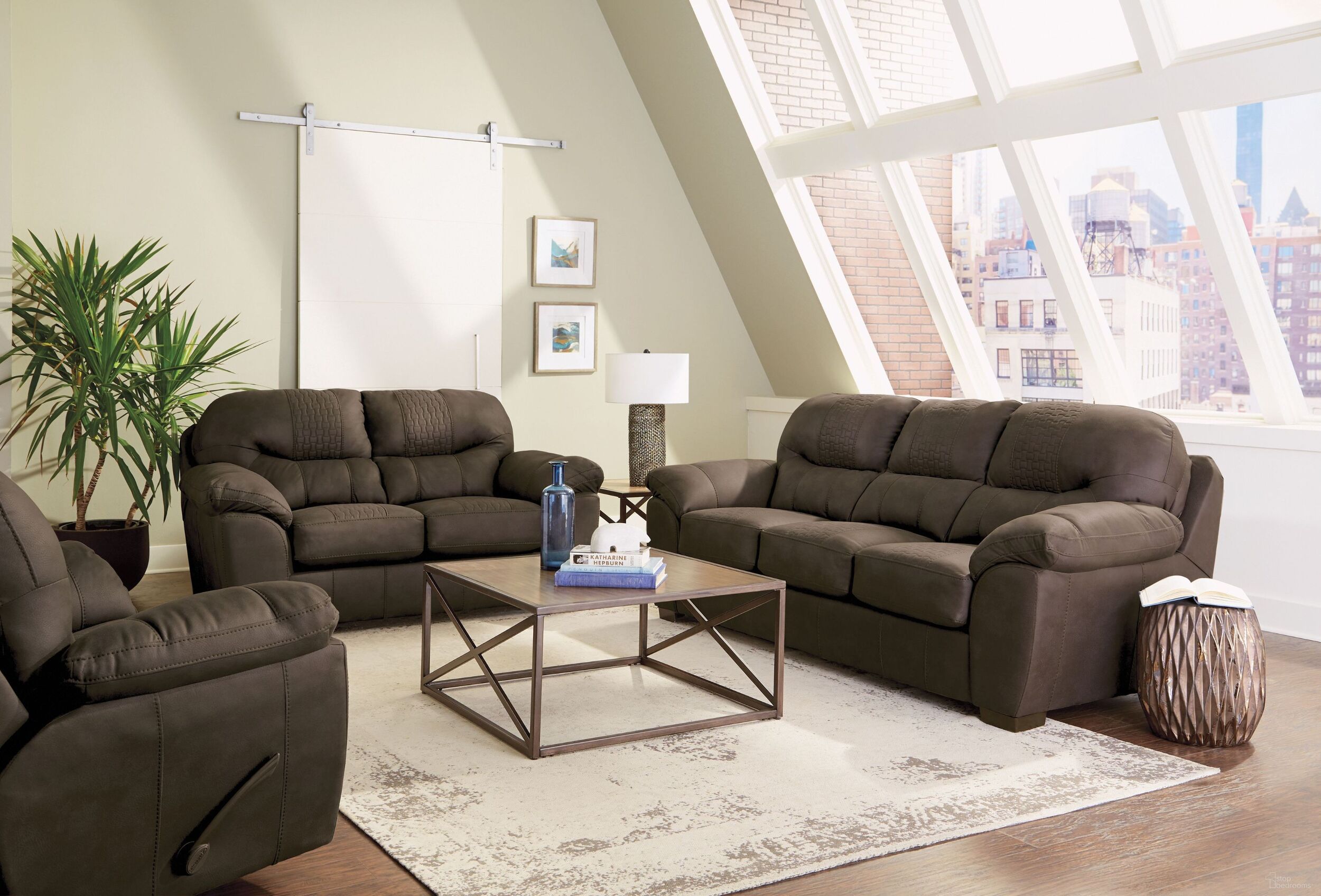 The appearance of Legend Chocolate 94 Inch Living Room Set designed by Jackson in the modern / contemporary interior design. This brown piece of furniture was selected by 1StopBedrooms from Legend Collection to add a touch of cosiness and style into your home. Sku: 445503141259141359;445502141259141359. Material: Polyester.