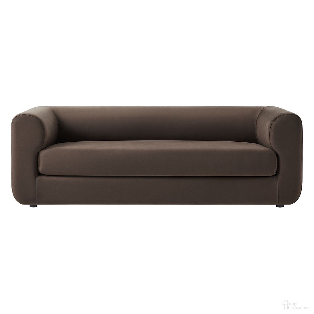 Leif 89 Inch Performance Velvet Upholstered Sofa In Chocolate Brown