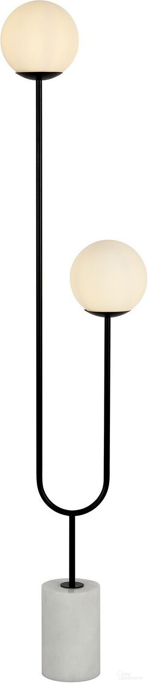 Leif Iron and Marble Floor Lamp in Black and White