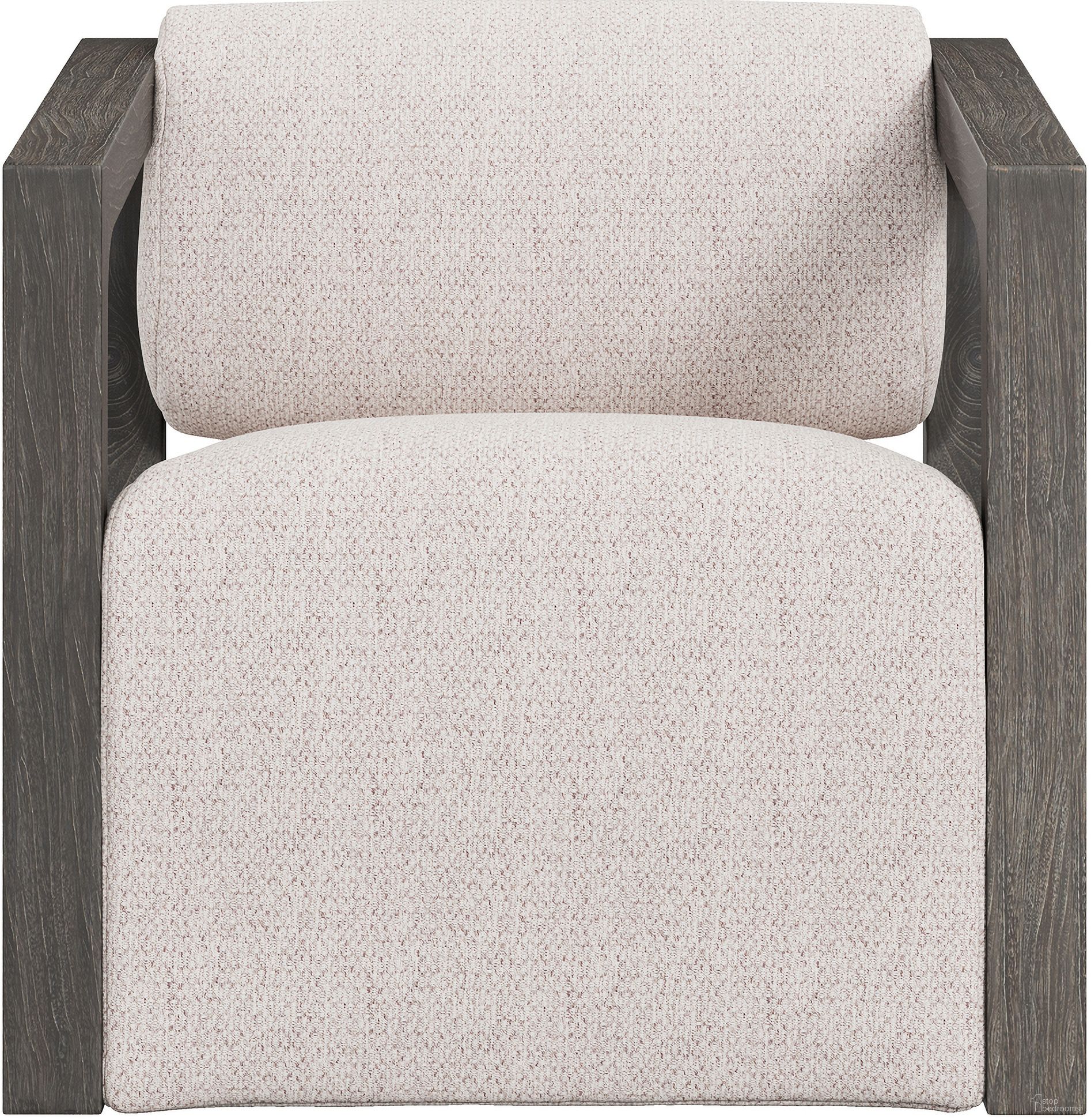 The appearance of Leilani Outdoor Swivel Chair designed by Bernhardt in the modern / contemporary interior design. This smoked truffle woven piece of furniture  was selected by 1StopBedrooms from Leilani Collection to add a touch of cosiness and style into your home. Sku: O4319SB. Material: Wood. Upholstery Material: Woven Fabric.