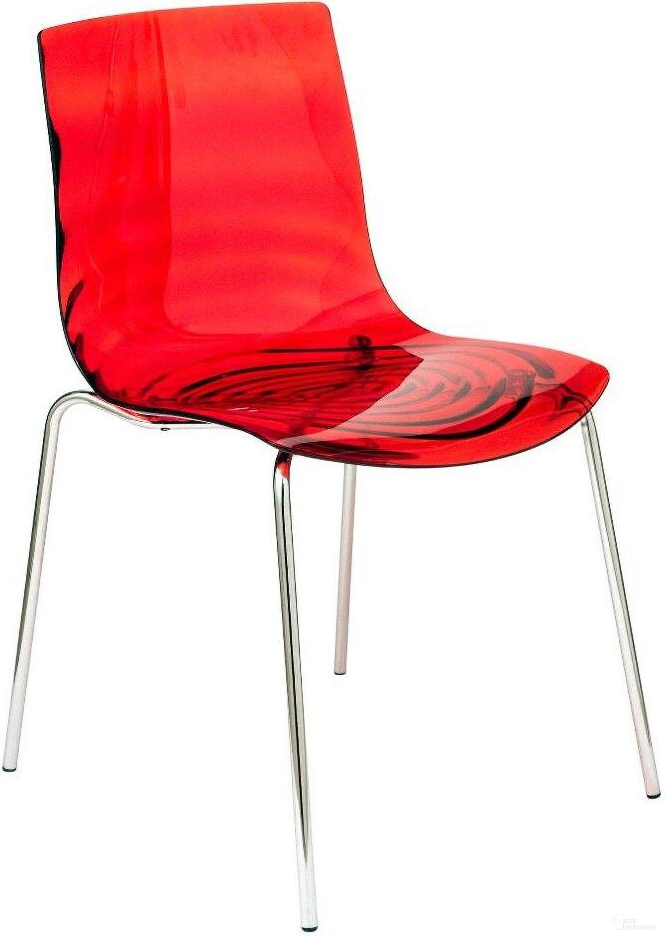 The appearance of LeisureMod Astor Transparent Red Polycarbonate Dining Chair designed by LeisureMod in the modern / contemporary interior design. This transparent red piece of furniture was selected by 1StopBedrooms from Astor Collection to add a touch of cosiness and style into your home. Sku: AC20TR. Material: Plastic. Chair Type: Side Chair.