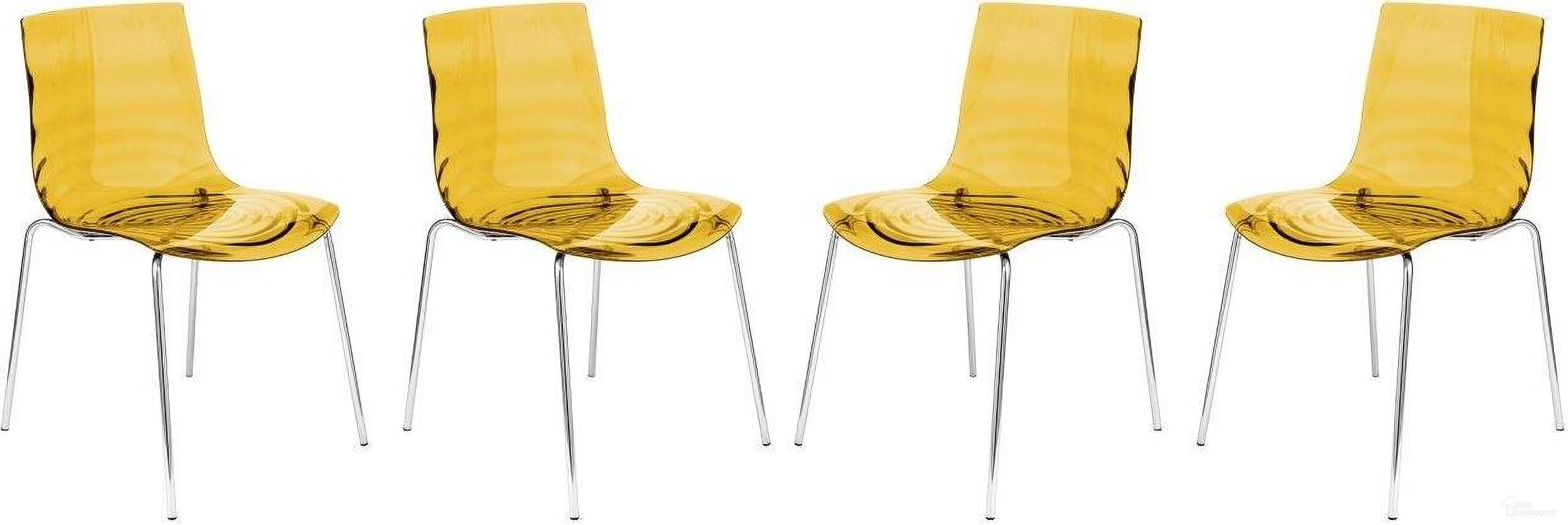 The appearance of Leisuremod Astor Water Ripple Design Dining Chair Set Of 4 designed by LeisureMod in the modern / contemporary interior design. This orange piece of furniture  was selected by 1StopBedrooms from Astor Collection to add a touch of cosiness and style into your home. Sku: AC20OR4. Material: Plastic. Chair Type: Side Chair.