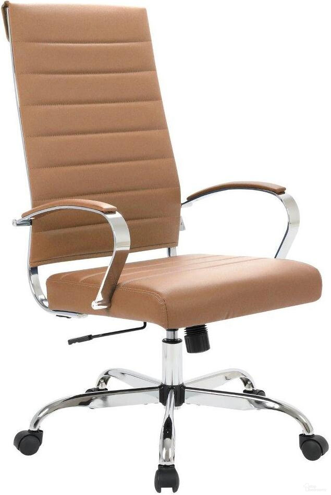 The appearance of LeisureMod Benmar High-Back Leather Office Chair designed by LeisureMod in the modern / contemporary interior design. This brown piece of furniture was selected by 1StopBedrooms from Benmar Collection to add a touch of cosiness and style into your home. Sku: BOT19BRL. Material: Faux Leather.