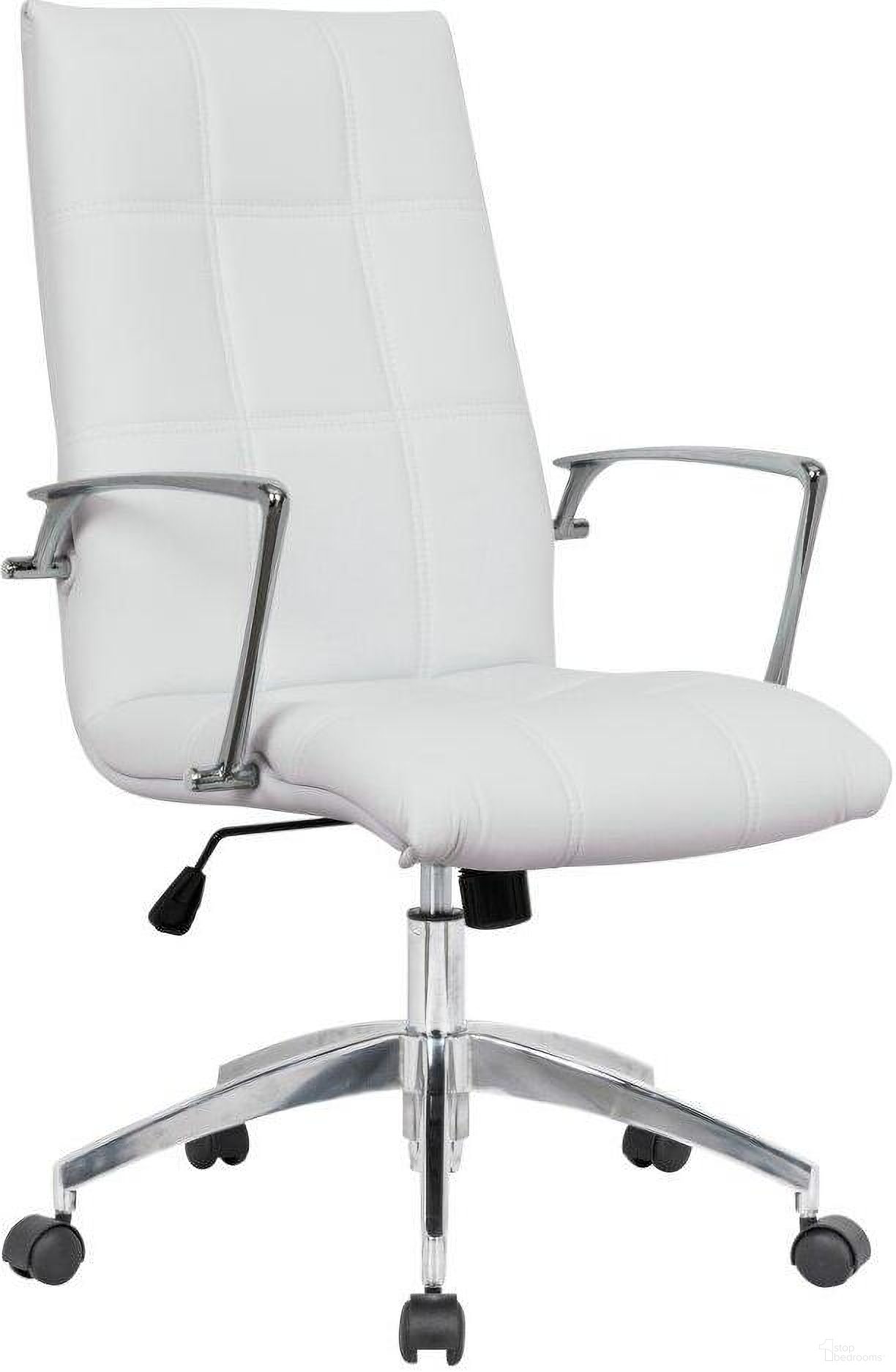 LeisureMod Benmar Home White Leather Office Chair