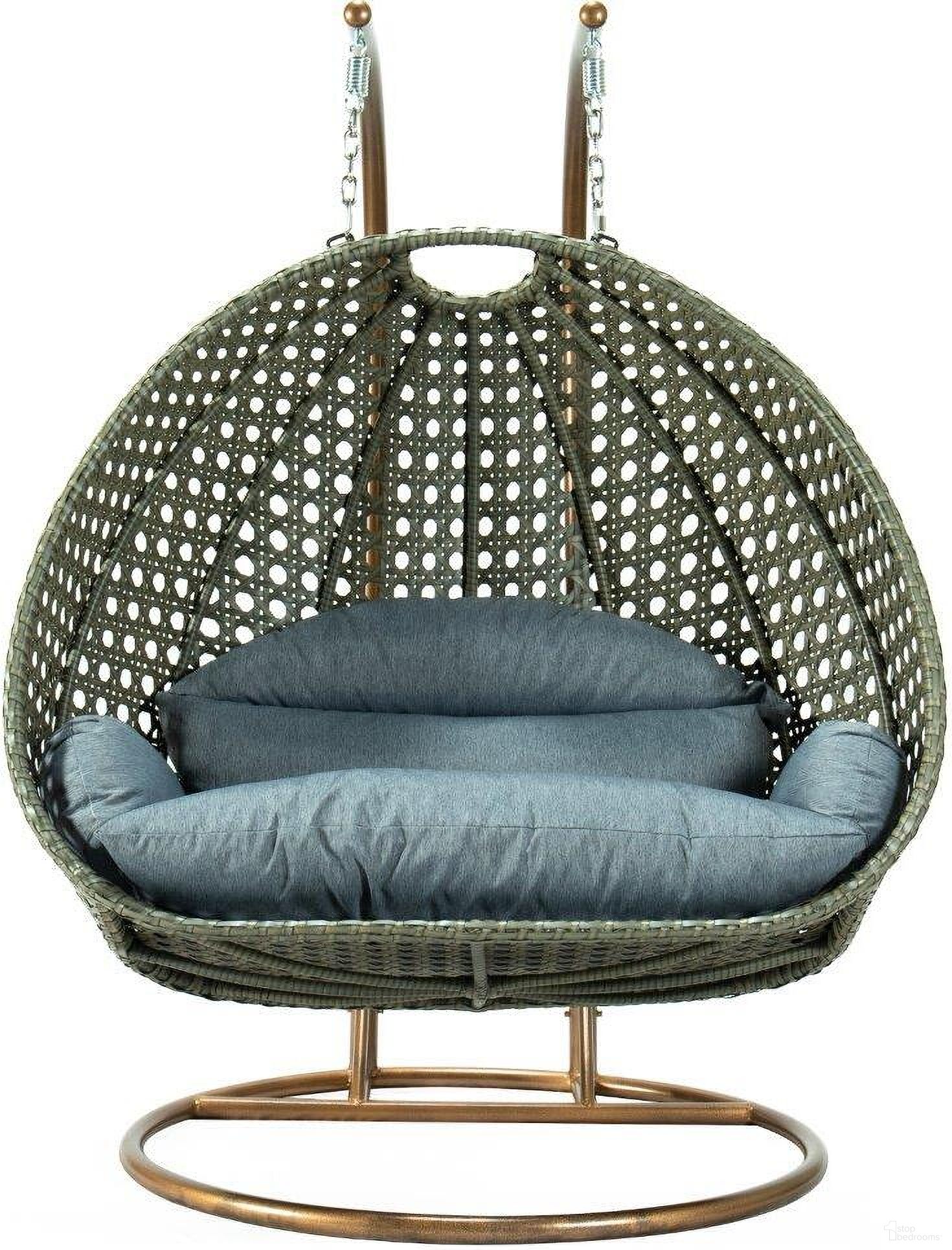 The appearance of Wicker Hanging 2 Person Egg Swing Chair In Charcoal Blue/Brown designed by LeisureMod in the modern / contemporary interior design. This blue/brown piece of furniture was selected by 1StopBedrooms from to add a touch of cosiness and style into your home. Sku: ESCBG-57CBU. Material: Wicker.