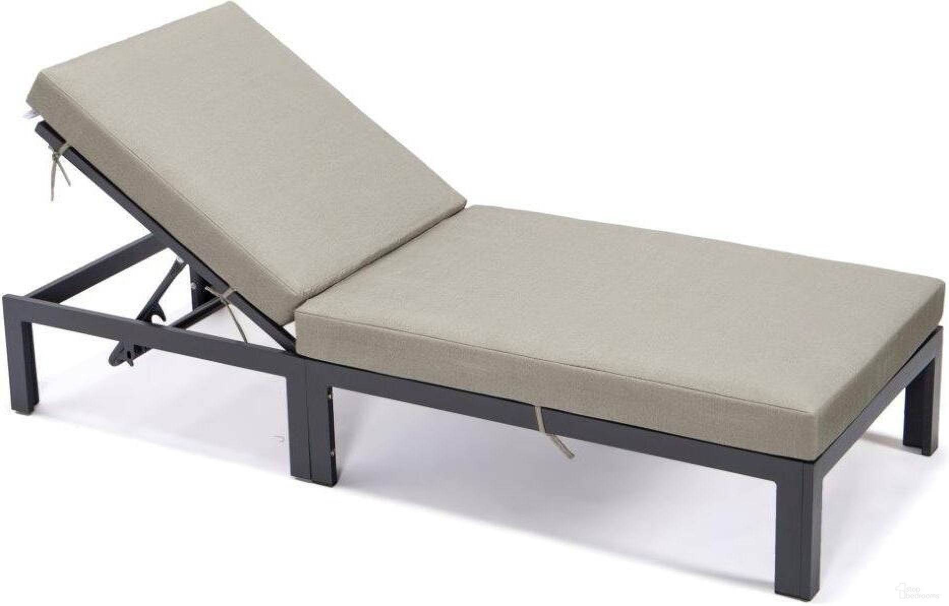 Leisuremod Chelsea Modern Aluminum Outdoor Chasie Lounge Chair With Cushions In Beige