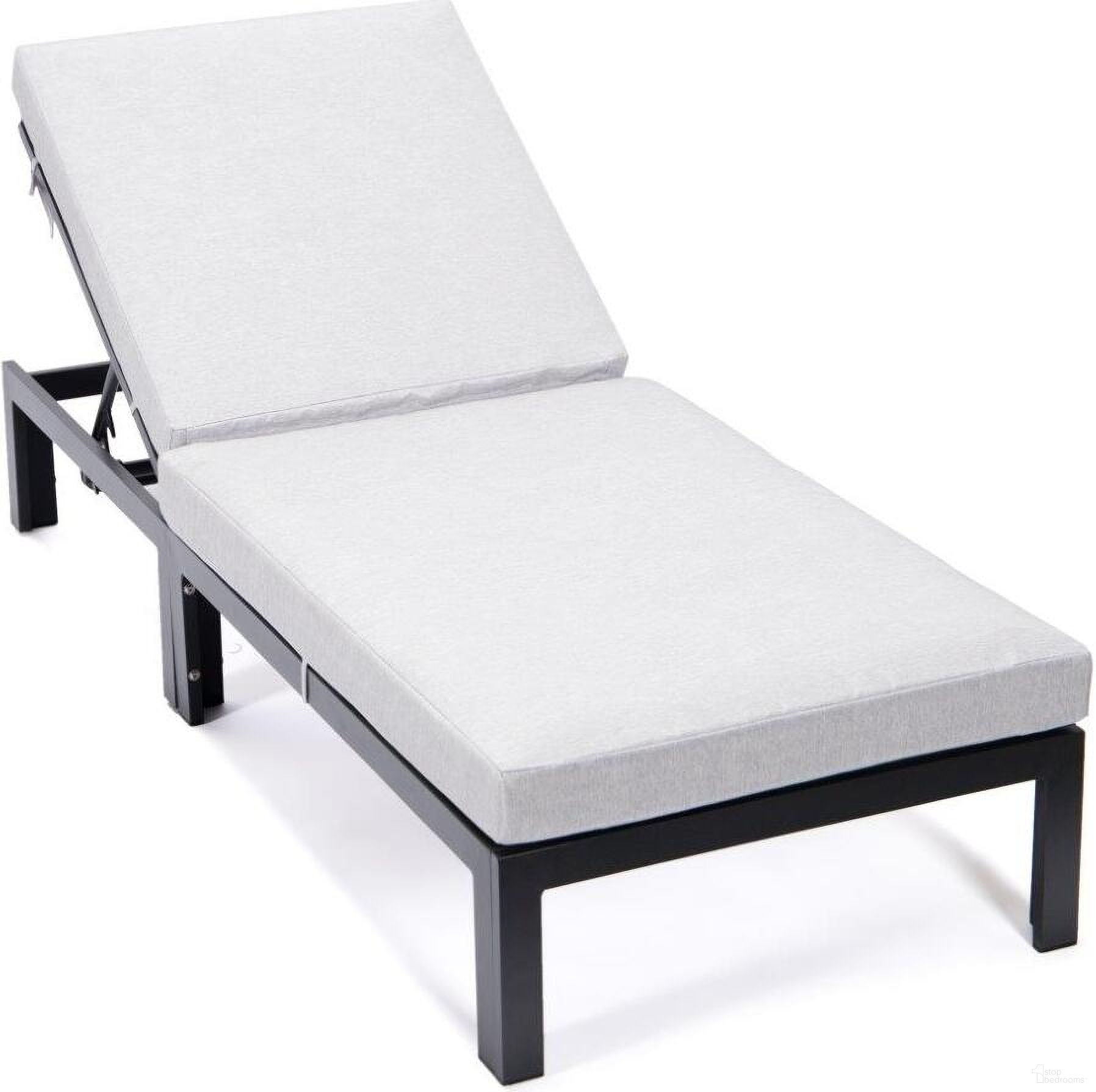 Leisuremod Chelsea Modern Aluminum Outdoor Chasie Lounge Chair With Cushions In Light Grey