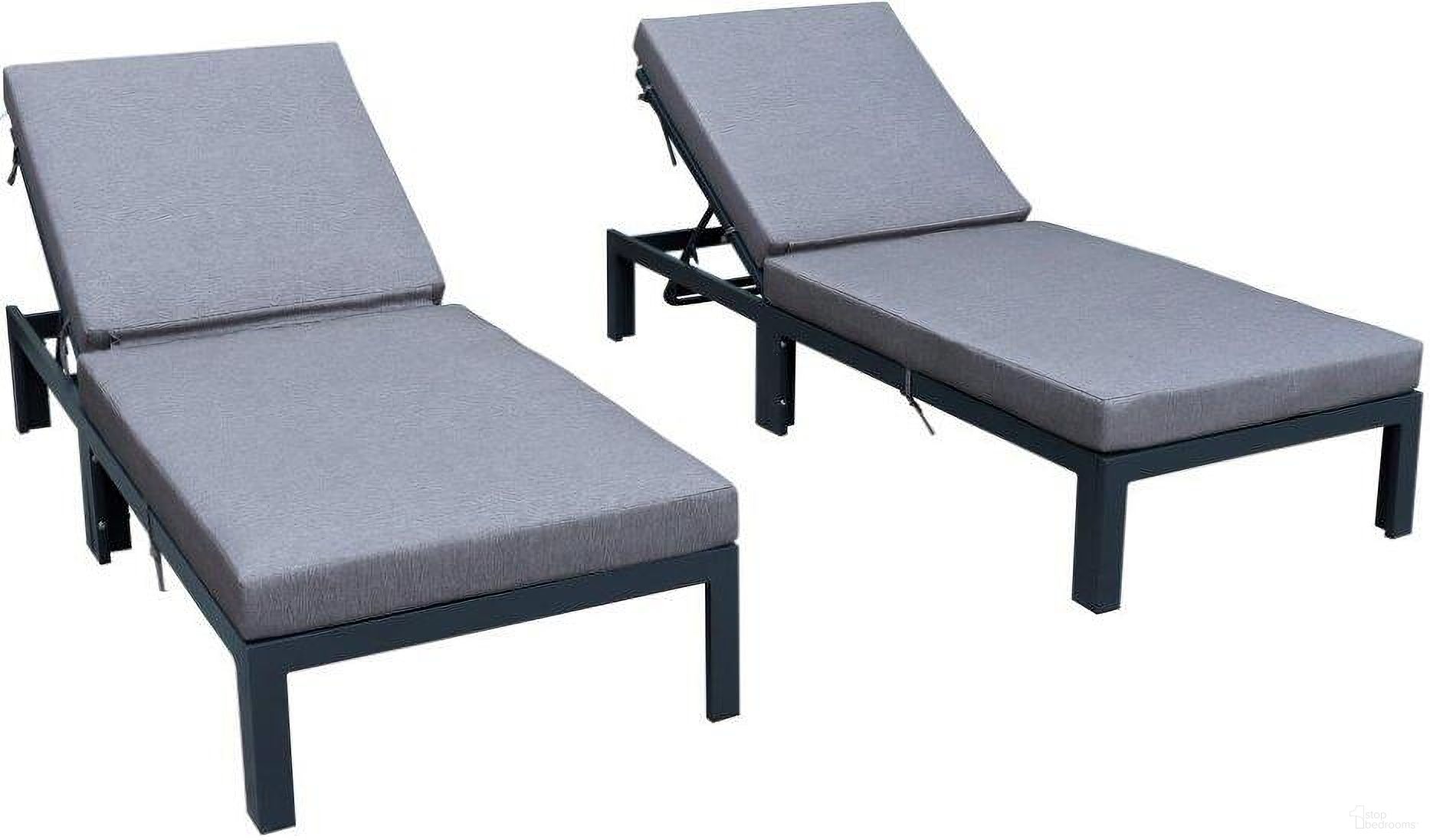 LeisureMod Chelsea Modern Blue Outdoor Chaise Lounge Chair With Cushions Set of 2