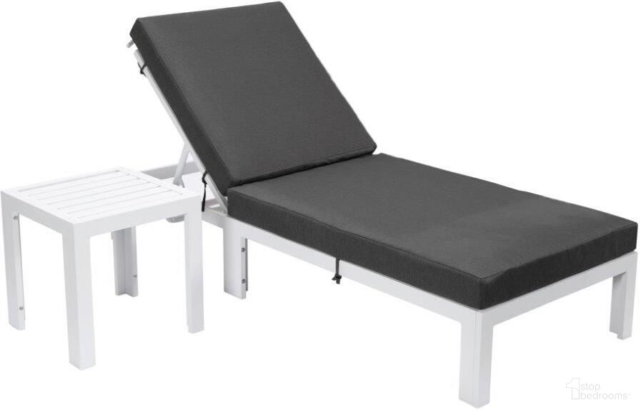 The appearance of Leisuremod Chelsea Modern Outdoor White Chaise Lounge Chair With Side Table And Cushions In Black designed by LeisureMod in the modern / contemporary interior design. This black piece of furniture  was selected by 1StopBedrooms from Chelsea Collection to add a touch of cosiness and style into your home. Sku: CLTW-77BL. Material: Aluminum.