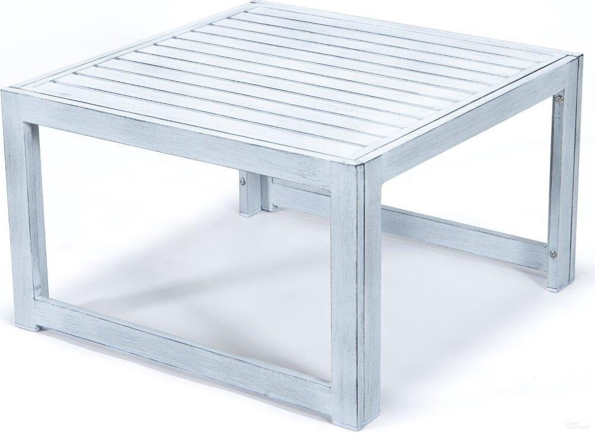 The appearance of Chelsea Aluminum Patio Coffee Table In Weathered Grey designed by LeisureMod in the modern / contemporary interior design. This weathered grey piece of furniture  was selected by 1StopBedrooms from Chelsea Collection to add a touch of cosiness and style into your home. Sku: CT30WGR. Material: Aluminum.