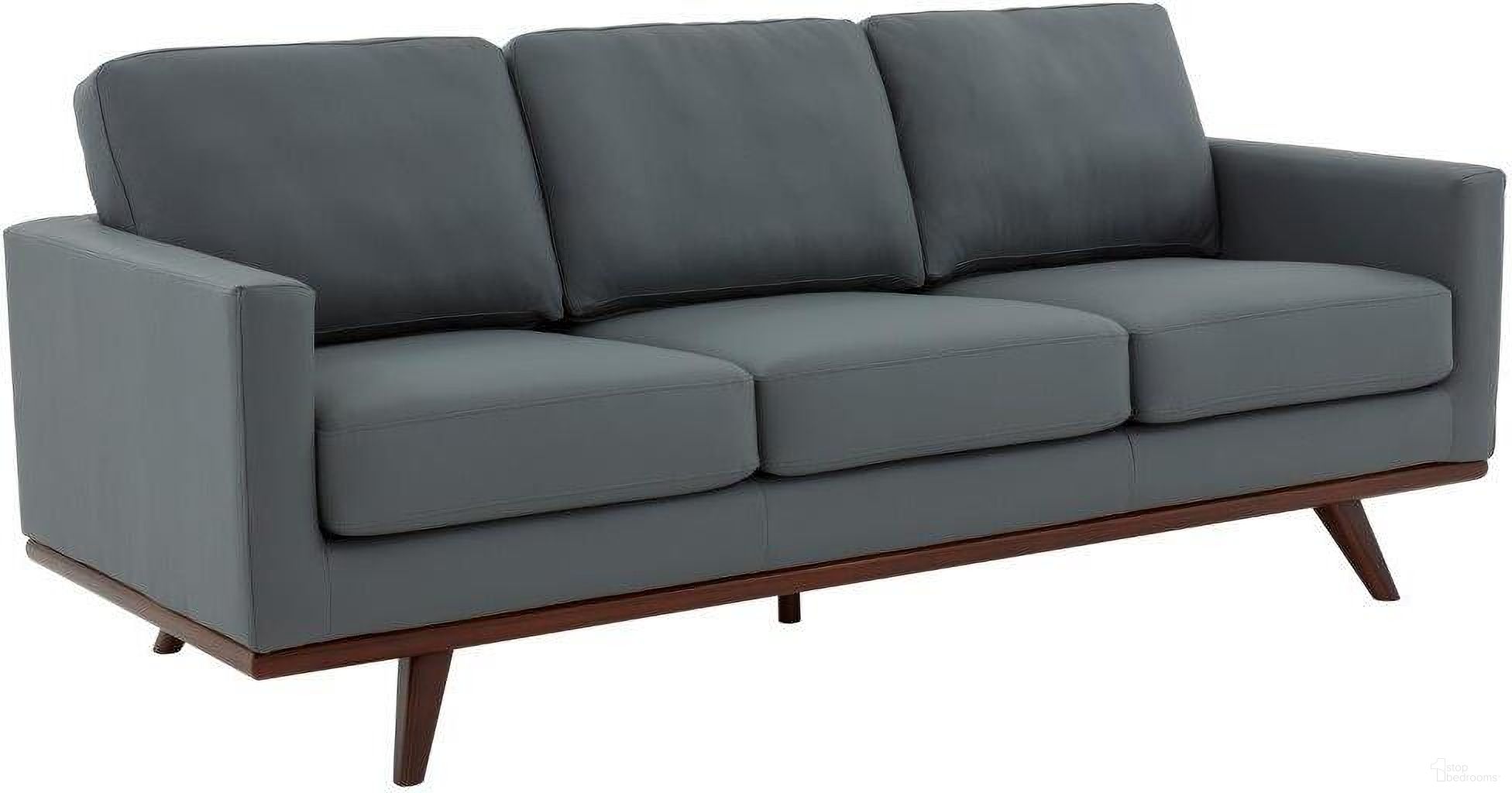 The appearance of Leisuremod Chester Modern Leather Sofa With Birch Wood Base In Grey designed by LeisureMod in the modern / contemporary interior design. This grey piece of furniture was selected by 1StopBedrooms from Chester Collection to add a touch of cosiness and style into your home. Sku: CS83GR-L. Material: Leather.