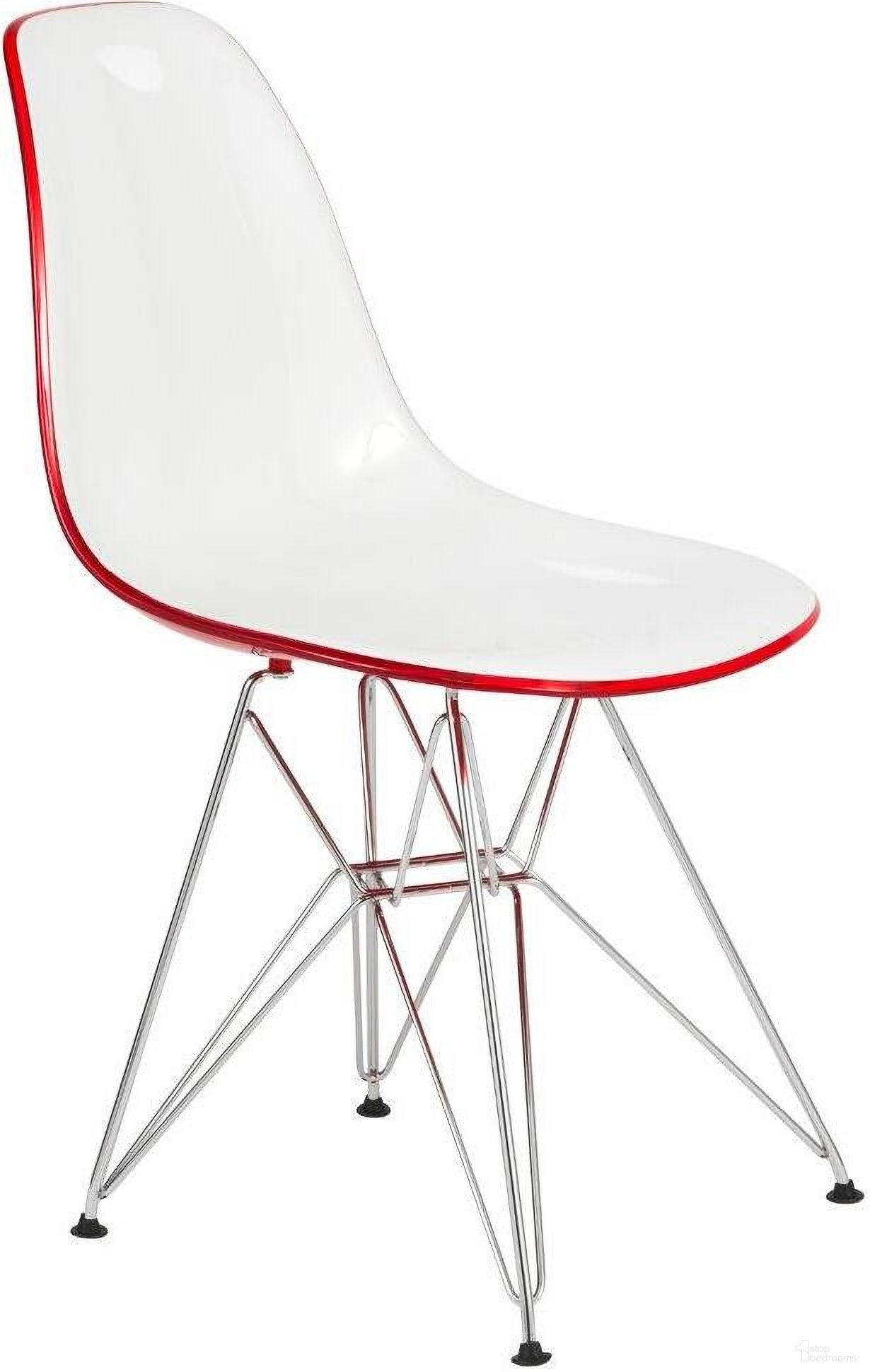 The appearance of LeisureMod Cresco White Red Eiffel Side Chair designed by LeisureMod in the modern / contemporary interior design. This white red piece of furniture was selected by 1StopBedrooms from Cresco Collection to add a touch of cosiness and style into your home. Sku: CR19WR. Material: Plastic. Chair Type: Side Chair.