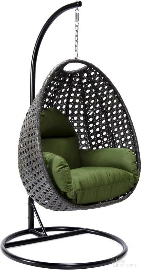 The appearance of Wicker Hanging Egg Swing Chair In Dark Green/Black designed by LeisureMod in the modern / contemporary interior design. This dark green piece of furniture  was selected by 1StopBedrooms from  to add a touch of cosiness and style into your home. Sku: ESCCH-40DG. Material: Wicker.