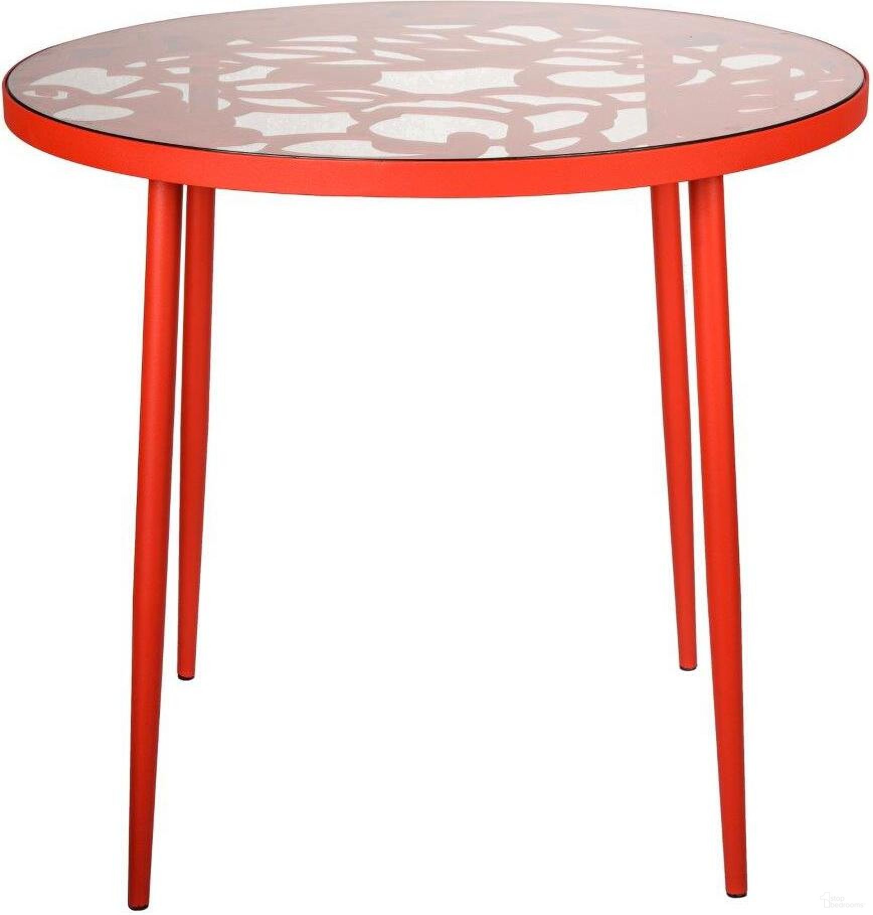 Devon Tree Design Glass Top Aluminum Base Indoor Outdoor Bistro Dining Table In Red