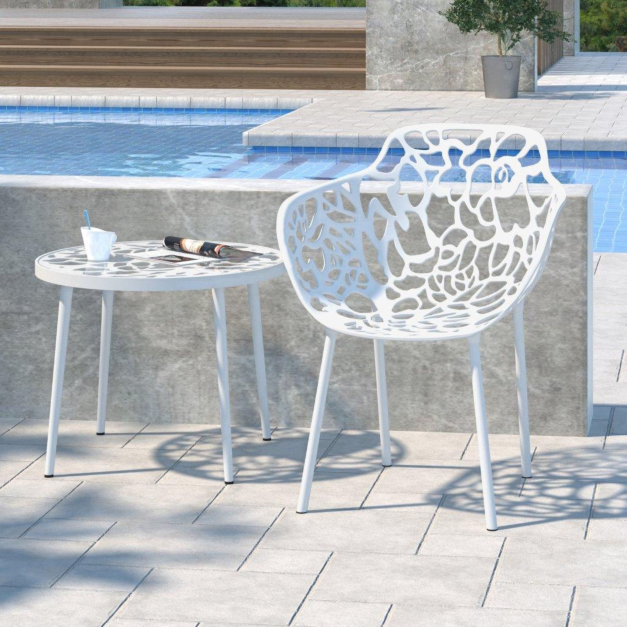 The appearance of LeisureMod Devon White Arm Chair designed by LeisureMod in the modern / contemporary interior design. This white piece of furniture was selected by 1StopBedrooms from Devon Collection to add a touch of cosiness and style into your home. Sku: DCA23W. Material: Aluminum.