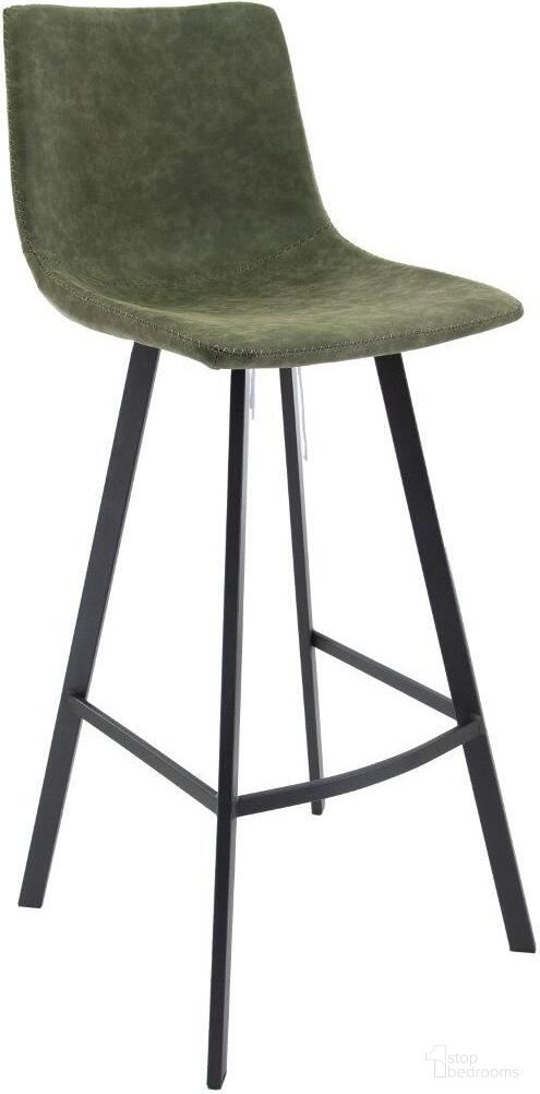 The appearance of Leisuremod Elland Modern Upholstered Leather Olive Green Bar Stool With Iron Legs And Footrest designed by LeisureMod in the modern / contemporary interior design. This olive green piece of furniture was selected by 1StopBedrooms from Elland Collection to add a touch of cosiness and style into your home. Sku: ES29G. Material: Faux Leather.