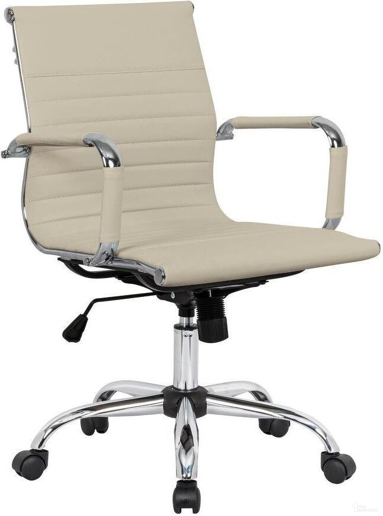 LeisureMod Harris Tan Leatherette Office Chair