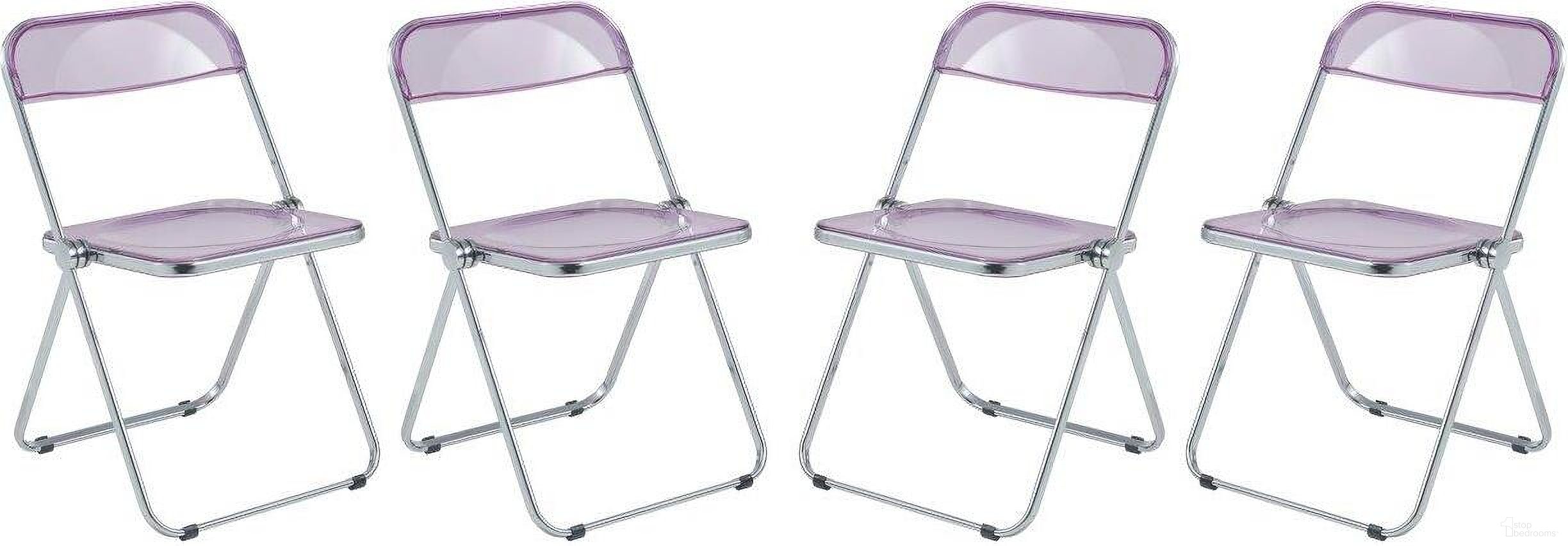 The appearance of Lawrence Acrylic Folding Chair With Metal Frame Set Of 4 In Magenta designed by LeisureMod in the modern / contemporary interior design. This magenta piece of furniture was selected by 1StopBedrooms from Lawrence Collection to add a touch of cosiness and style into your home. Sku: LF19PU4. Material: Acrylic. Chair Type: Side Chair.