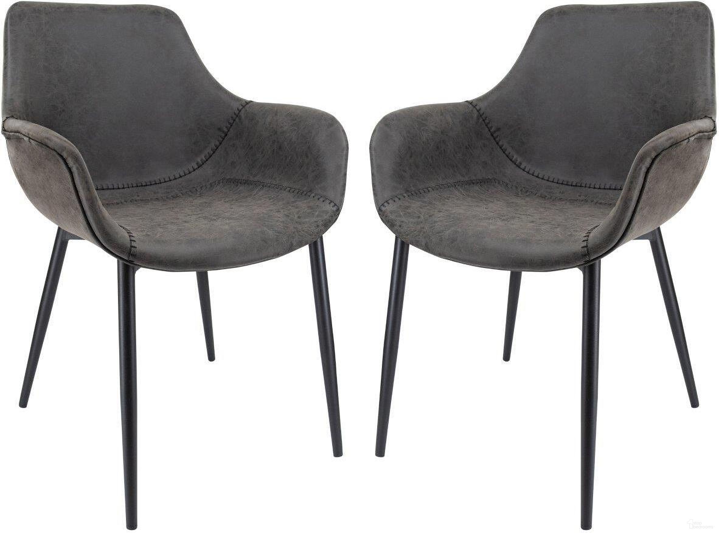 The appearance of LeisureMod Markley Modern Leather Black Dining Arm Chair With Metal Legs Set of 2 designed by LeisureMod in the modern / contemporary interior design. This black piece of furniture  was selected by 1StopBedrooms from Markley Collection to add a touch of cosiness and style into your home. Sku: EC26BL2. Material: Metal. Chair Type: Arm Chair.