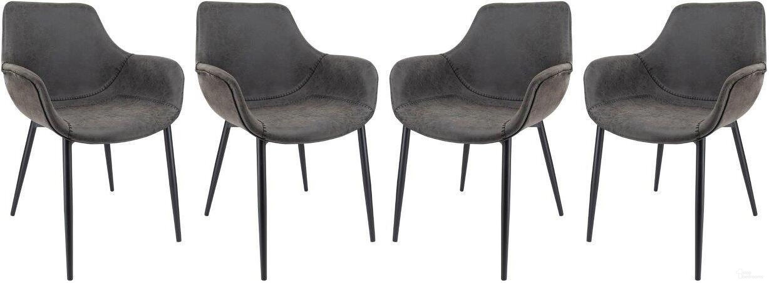 The appearance of LeisureMod Markley Modern Leather Black Dining Arm Chair With Metal Legs Set of 4 designed by LeisureMod in the modern / contemporary interior design. This black piece of furniture was selected by 1StopBedrooms from Markley Collection to add a touch of cosiness and style into your home. Sku: EC26BL4. Material: Metal. Chair Type: Arm Chair.