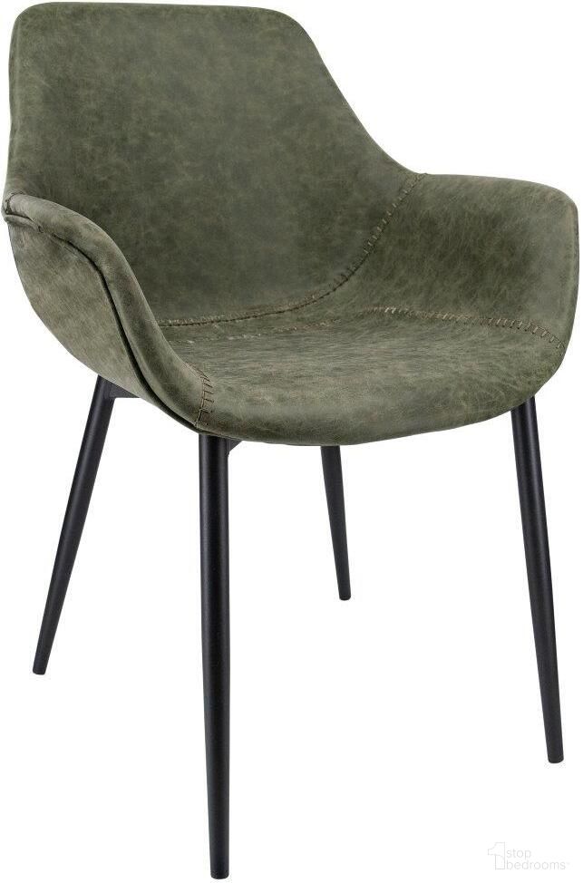 The appearance of Leisuremod Markley Modern Leather Dining Arm Chair Kitchen Chairs With Metal Legs In Olive Green designed by LeisureMod in the modern / contemporary interior design. This olive green piece of furniture was selected by 1StopBedrooms from Markley Collection to add a touch of cosiness and style into your home. Sku: EC26G. Material: Faux Leather. Chair Type: Arm Chair.
