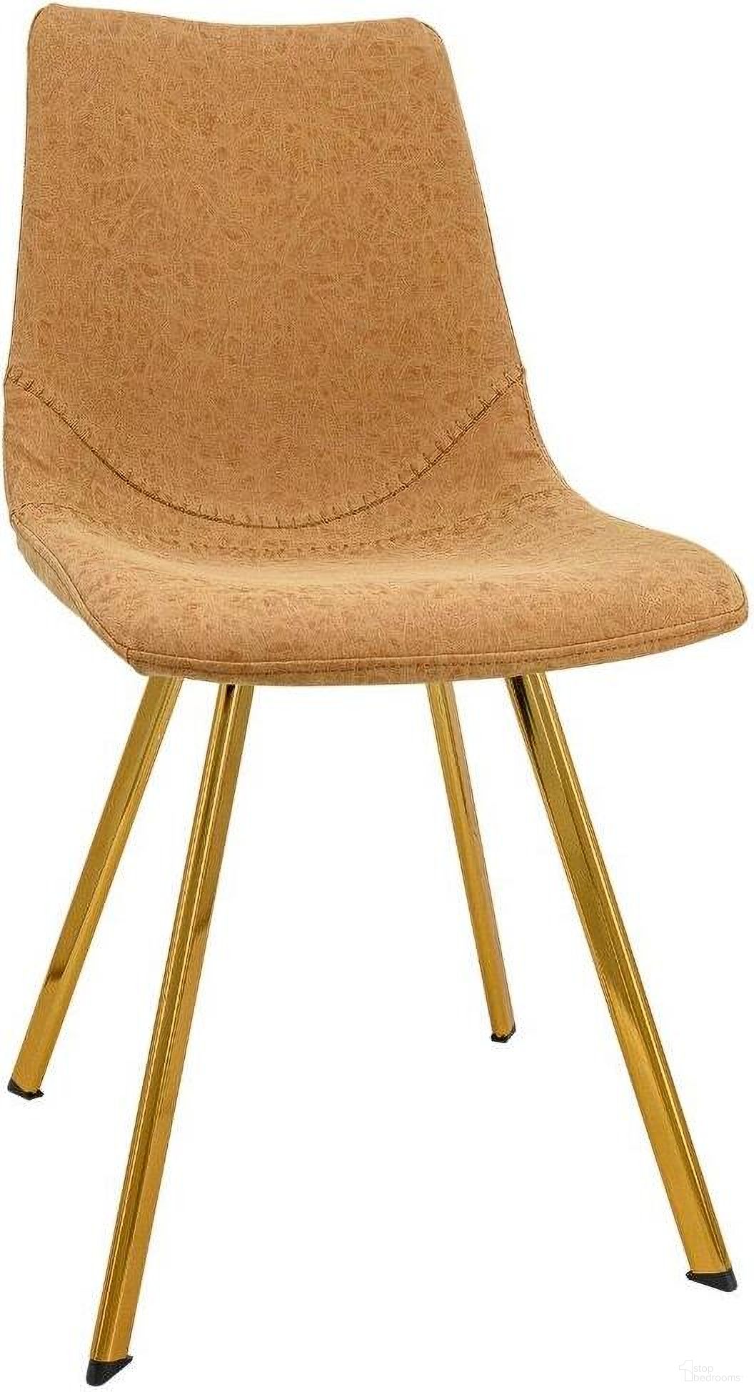 Leisuremod Markley Modern Leather Dining Chair With Gold Legs MCG18BR