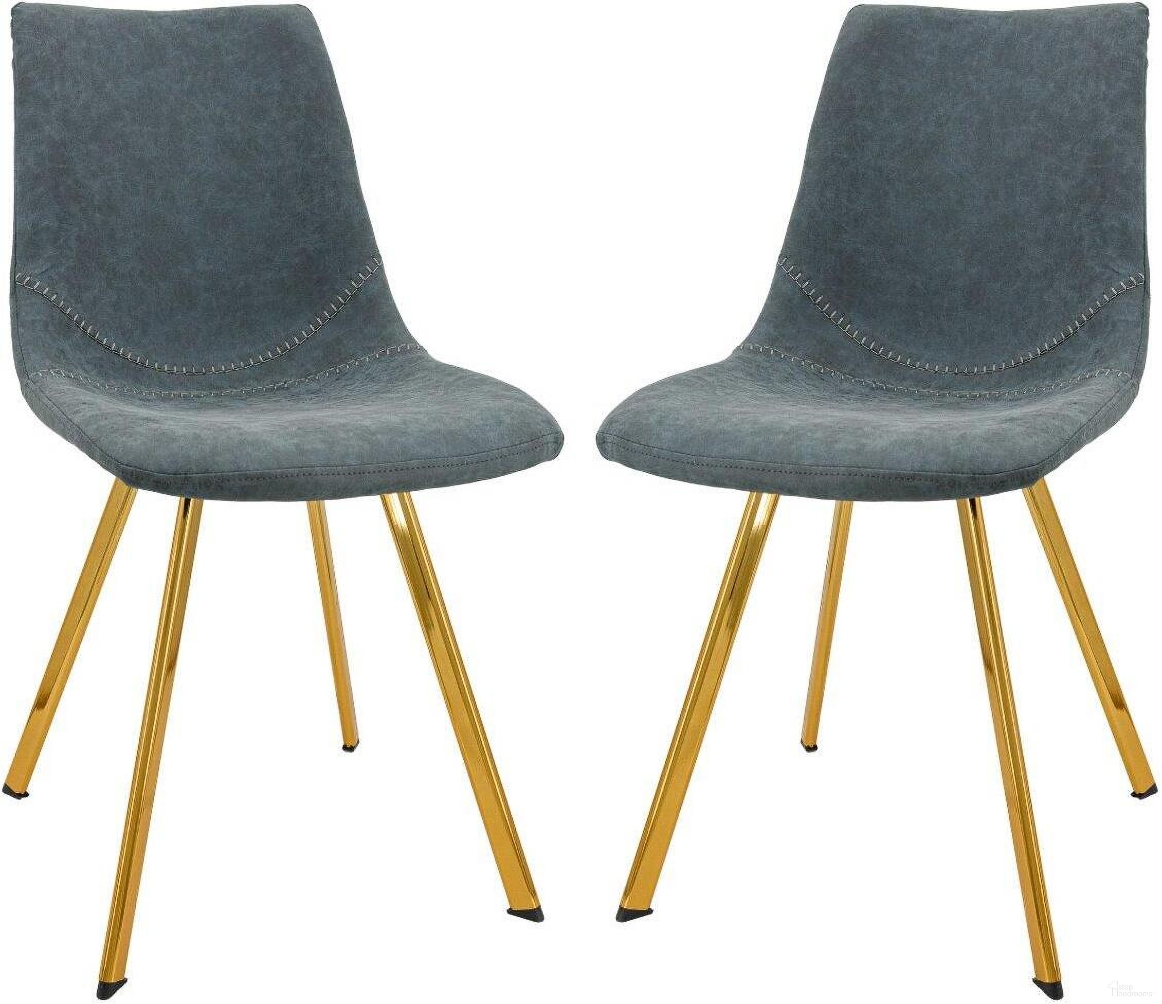 Leisuremod Markley Modern Leather Dining Chair With Gold Legs Set Of 2 MCG18BU2