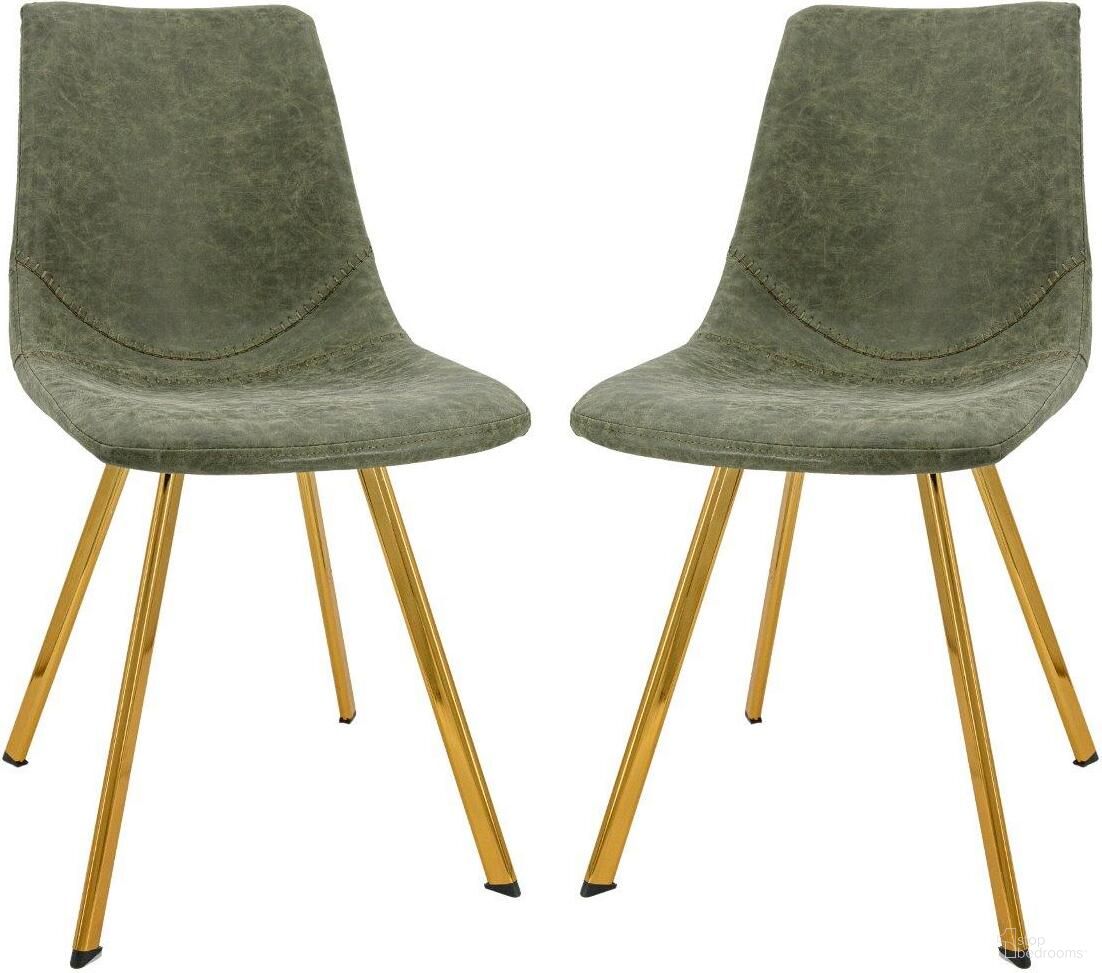 Leisuremod Markley Modern Leather Dining Chair With Gold Legs Set Of 2 MCG18G2