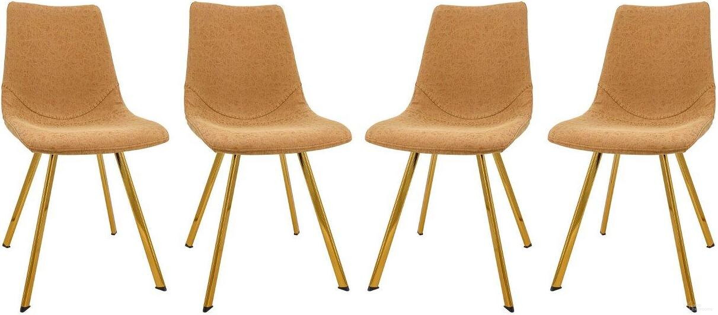 Leisuremod Markley Modern Leather Dining Chair With Gold Legs Set Of 4 MCG18BR4