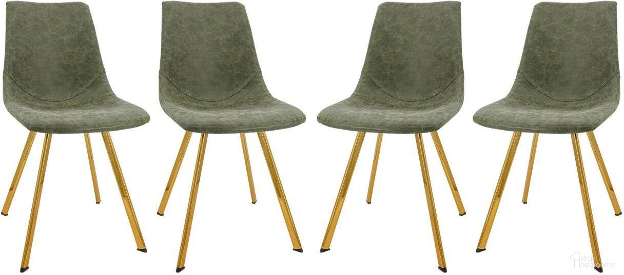 Leisuremod Markley Modern Leather Dining Chair With Gold Legs Set Of 4 MCG18G4