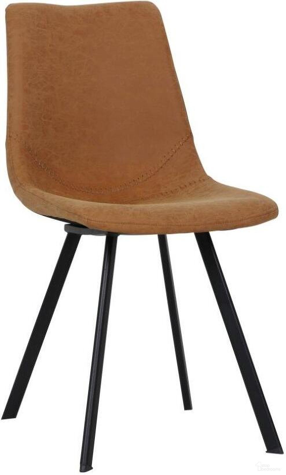 Markley Modern Leather Dining Chair With Metal Legs In Light Brown