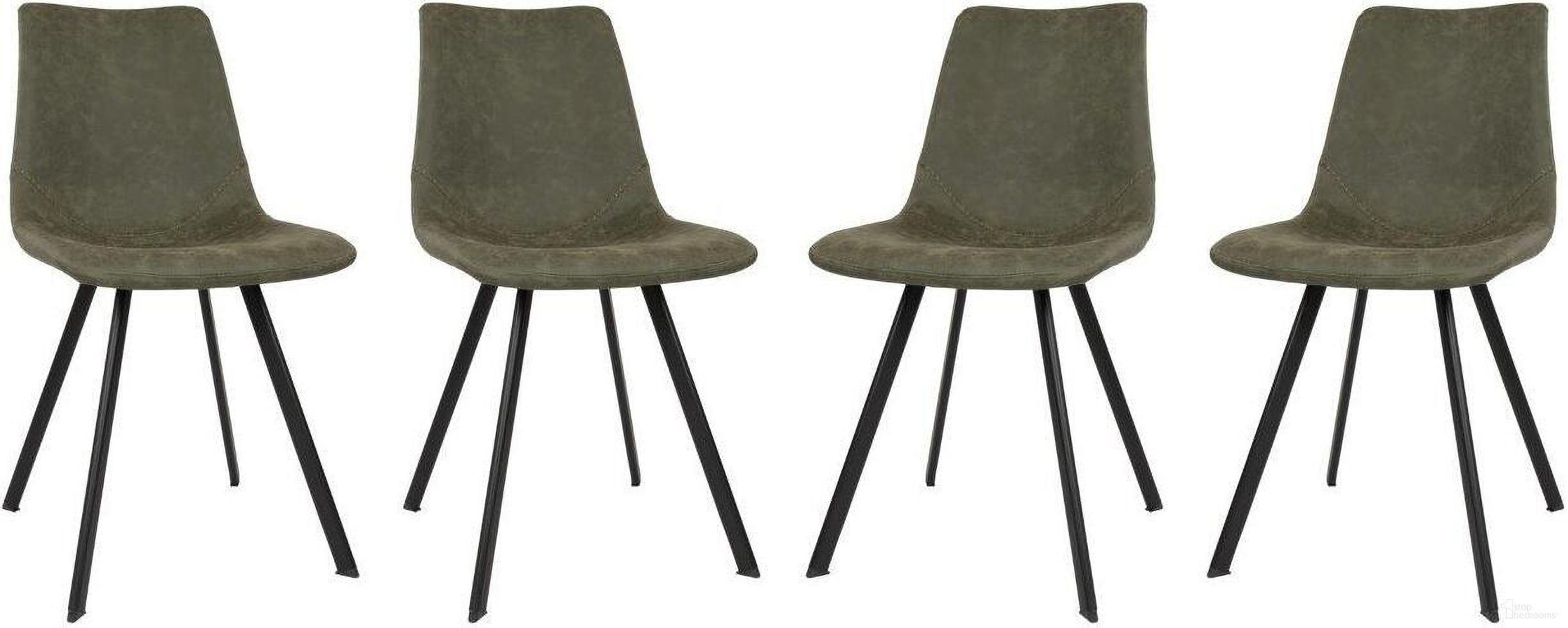The appearance of Markley Modern Leather Dining Chair With Metal Legs Set Of 4 In Olive Green designed by LeisureMod in the modern / contemporary interior design. This olive green piece of furniture  was selected by 1StopBedrooms from Markley Collection to add a touch of cosiness and style into your home. Sku: MC18G4. Material: Metal. Chair Type: Side Chair.