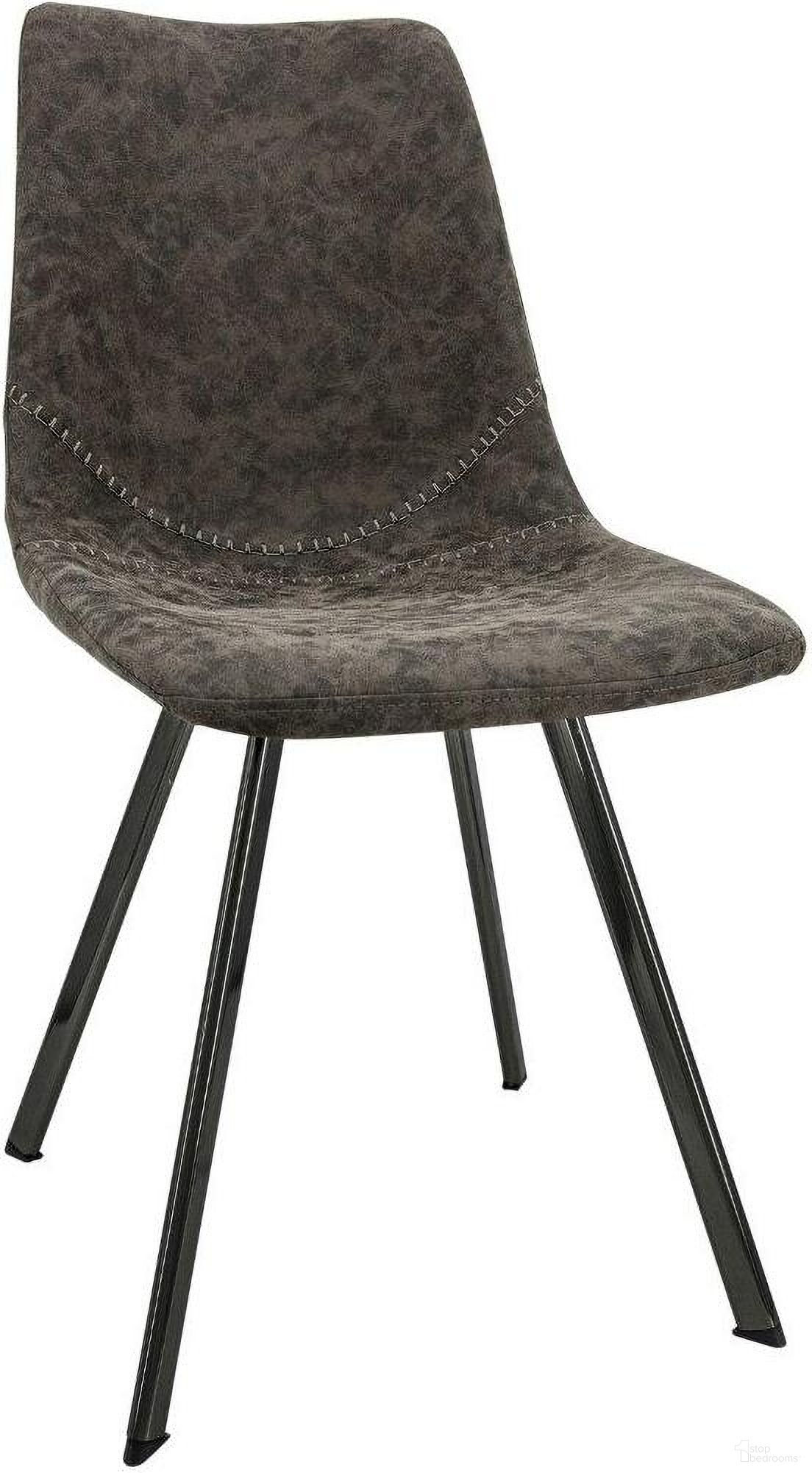 Markley Modern Leather Dining Chair With Metal Legs In Grey